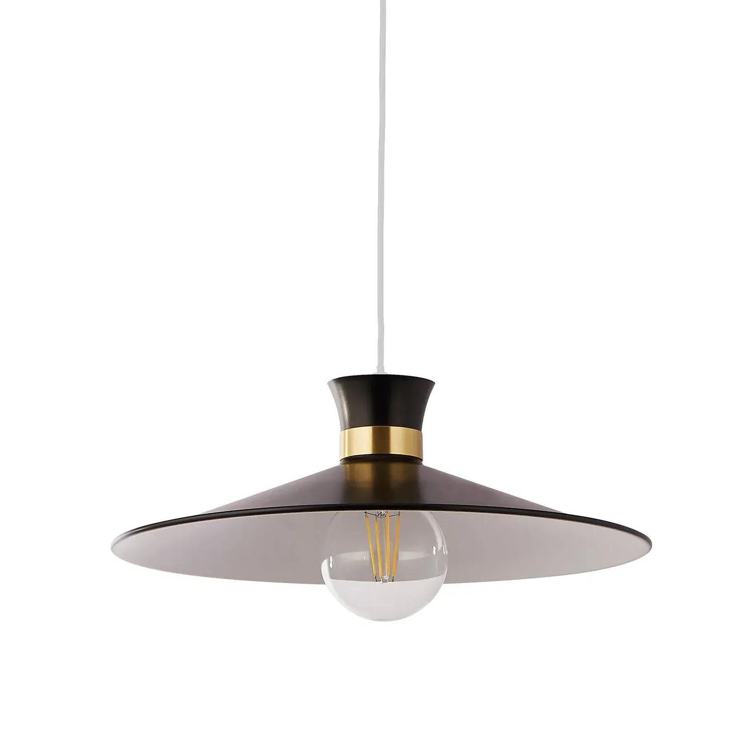 Easy Fit Light Shade with Wide Design - Black, Brass image