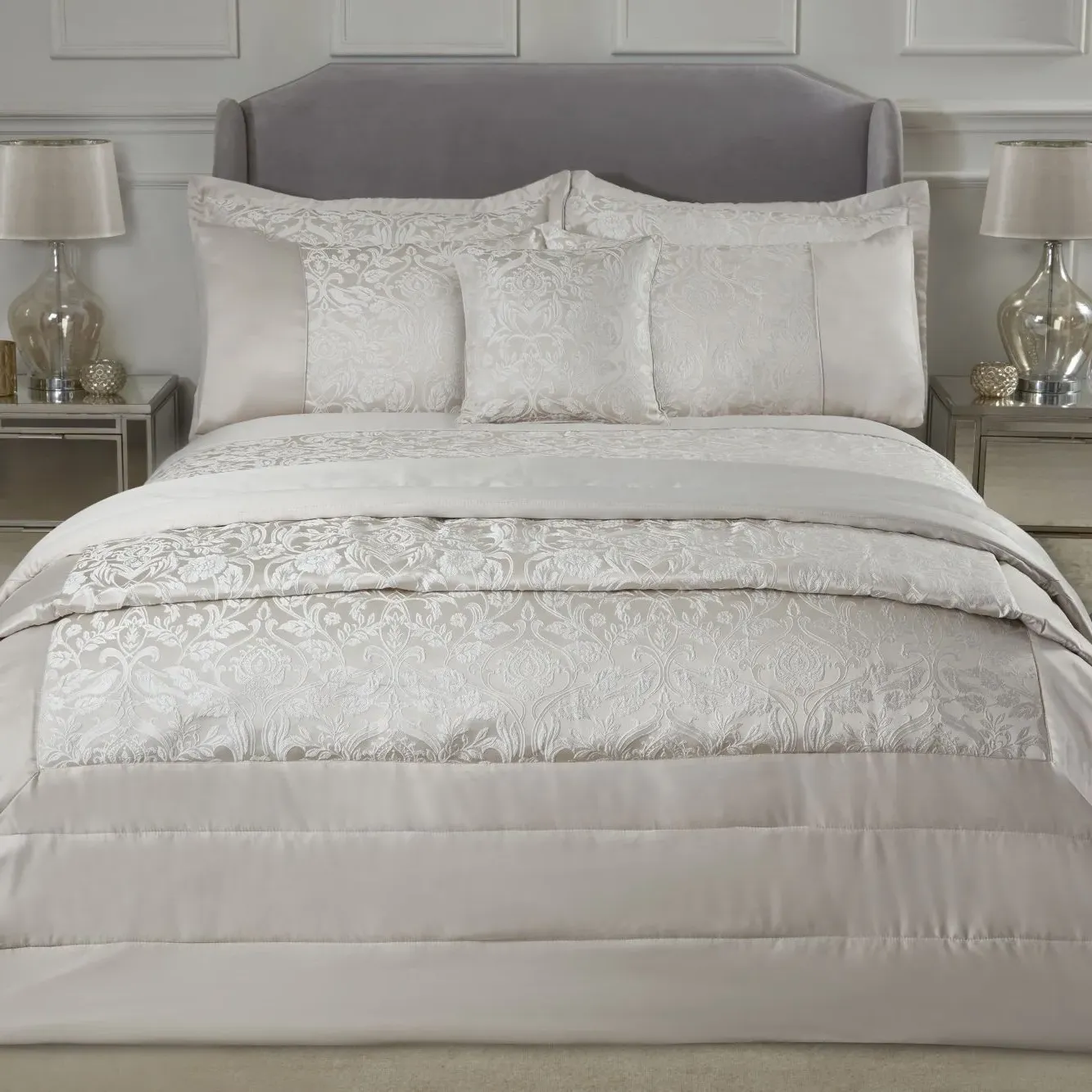 Eden Quilted Bedspread Set - Cream, Jacquard by Julian Charles, alternate view
