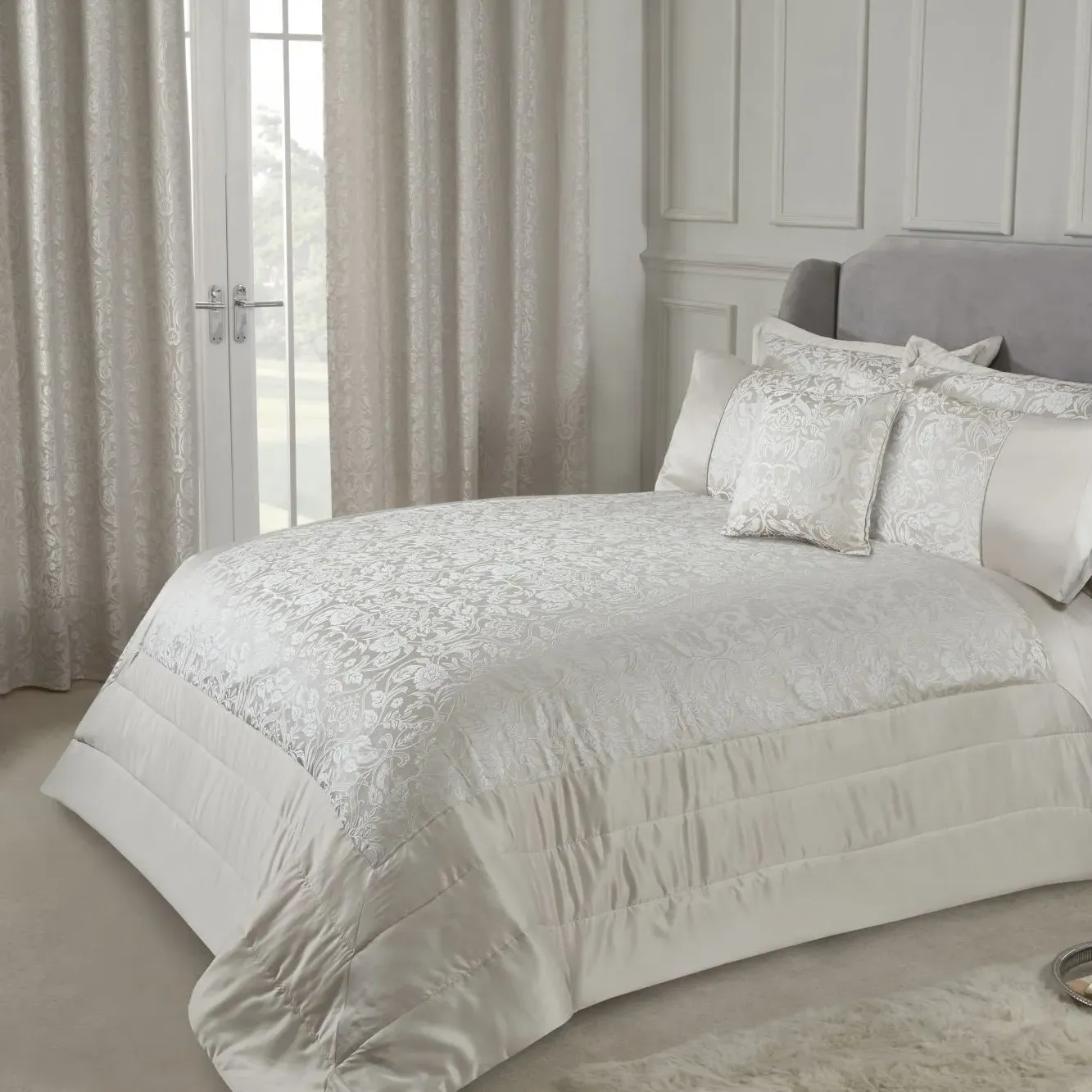 Eden Quilted Bedspread Set - Cream, Jacquard by Julian Charles
