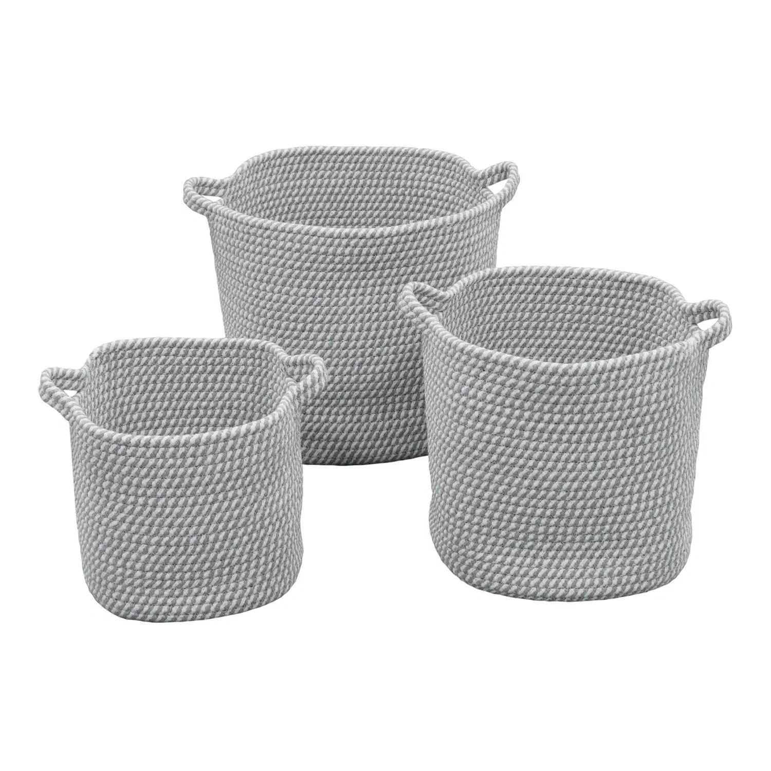 Edison Set of 3 Round Storage Baskets - Grey, Cotton Rope product