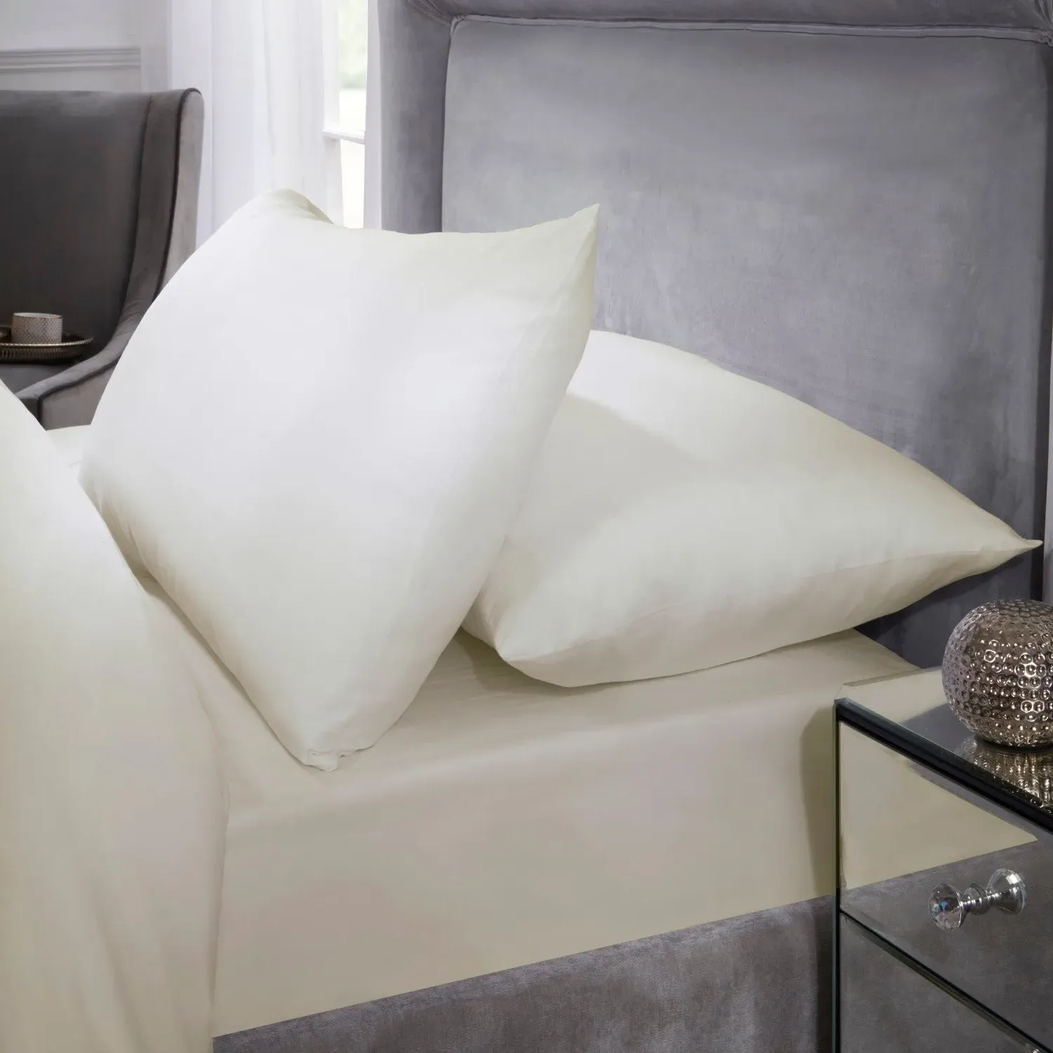 Egyptian Cotton Pillowcase Pair - Cream, Percale product