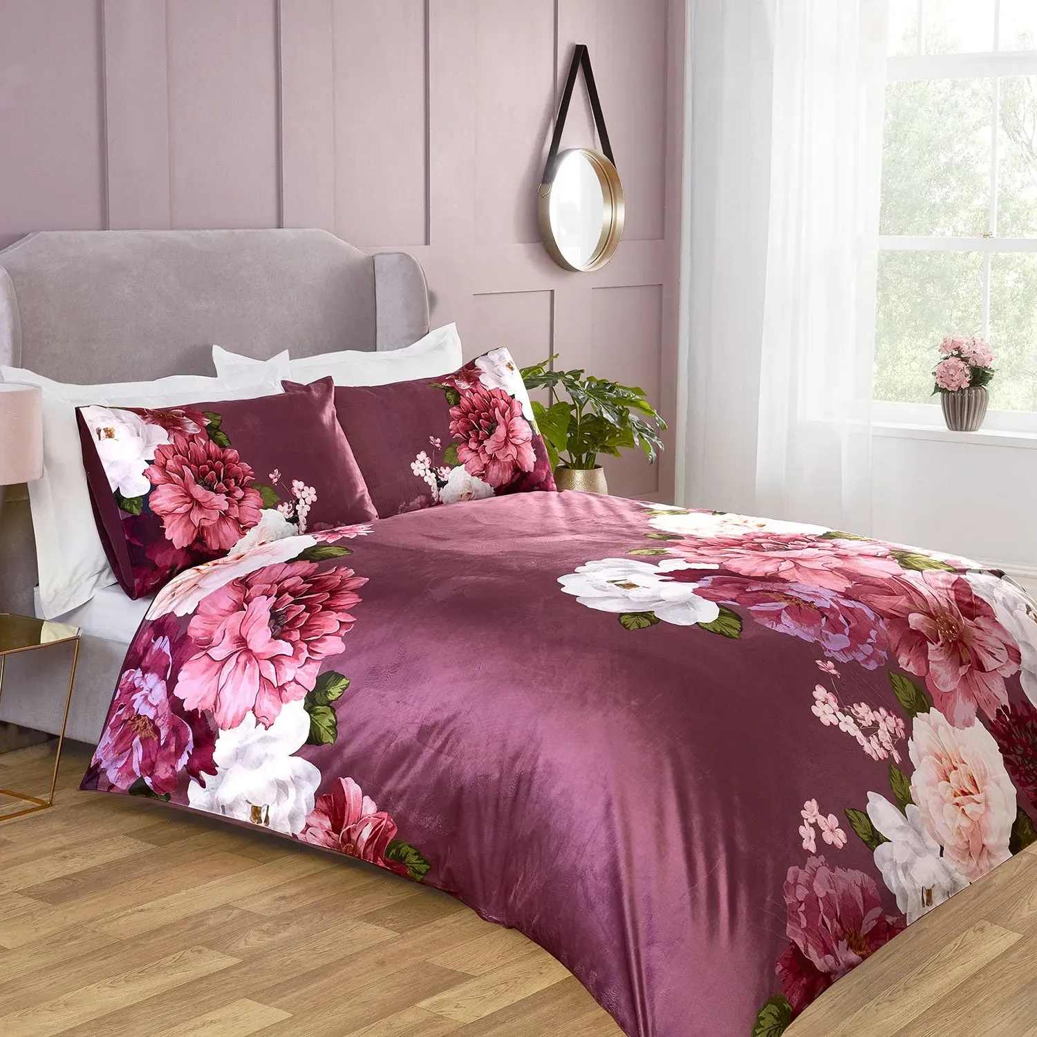 Eliza Bloom Heather Single Duvet Set - Purple, Velvet by Julian Charles, alternate view