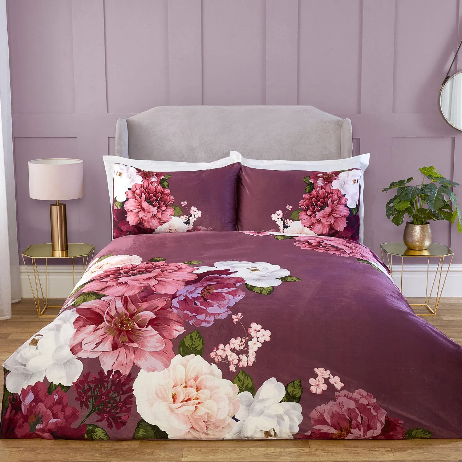 Eliza Bloom Heather Super King Duvet Set - Purple, Velvet by Julian Charles