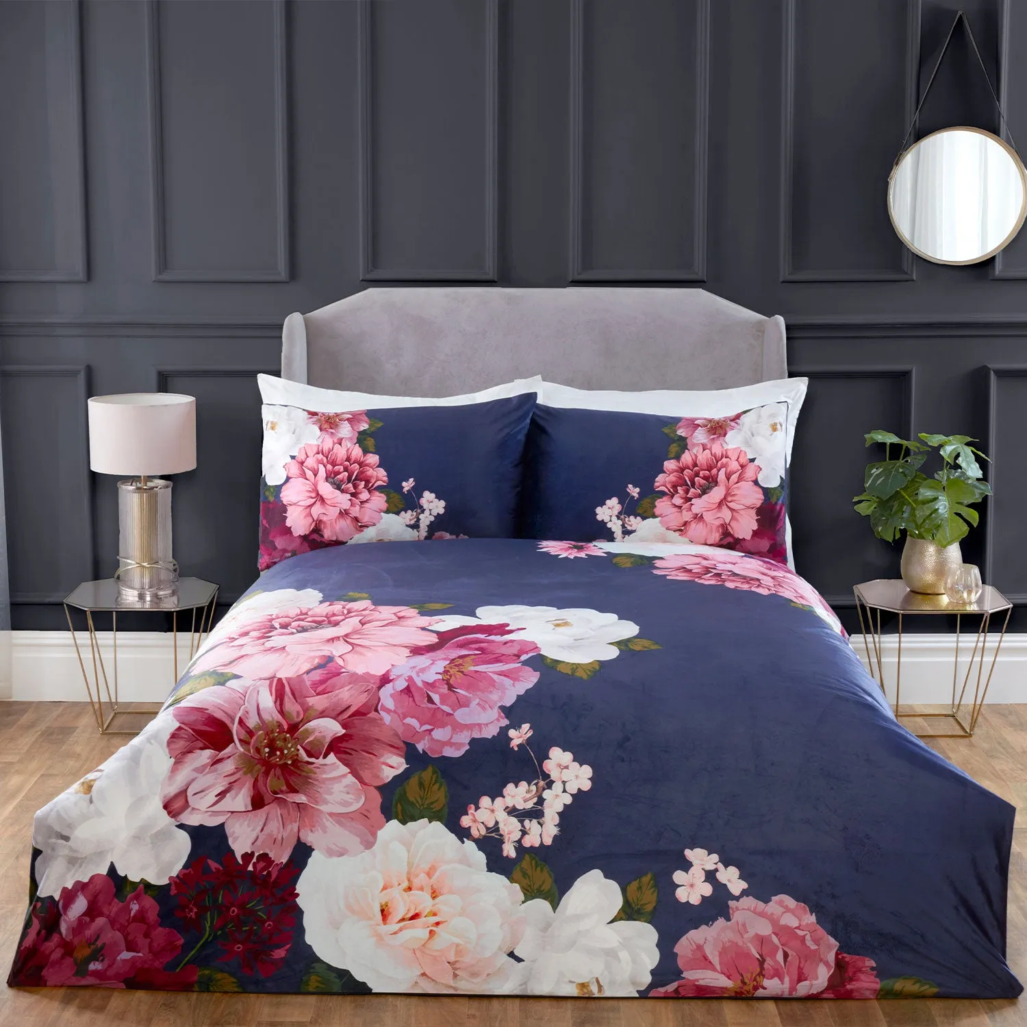 Eliza Bloom Single Duvet Set - Navy, Velvet by Julian Charles