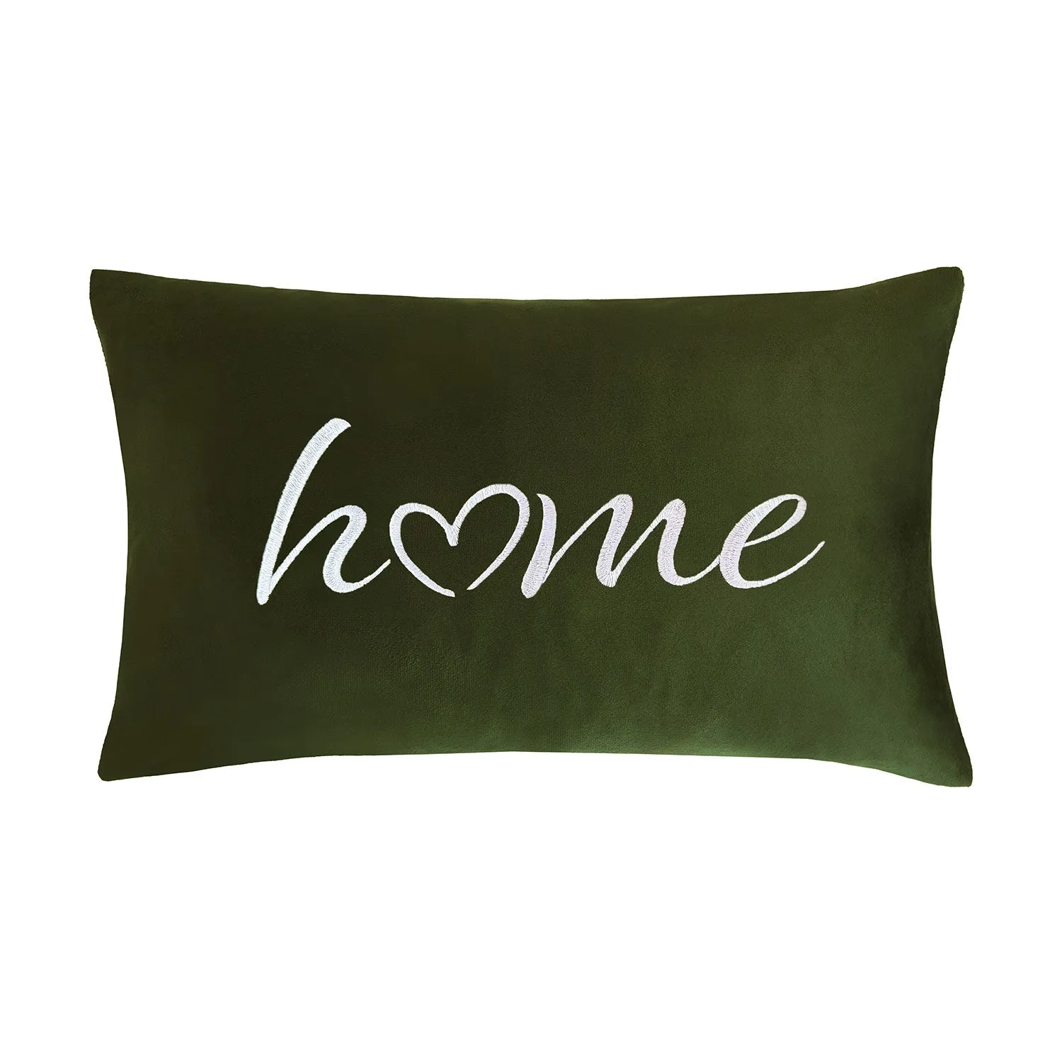 Embroidered Velvet Boudoir Cushion - Olive, Velvet by Julian Charles