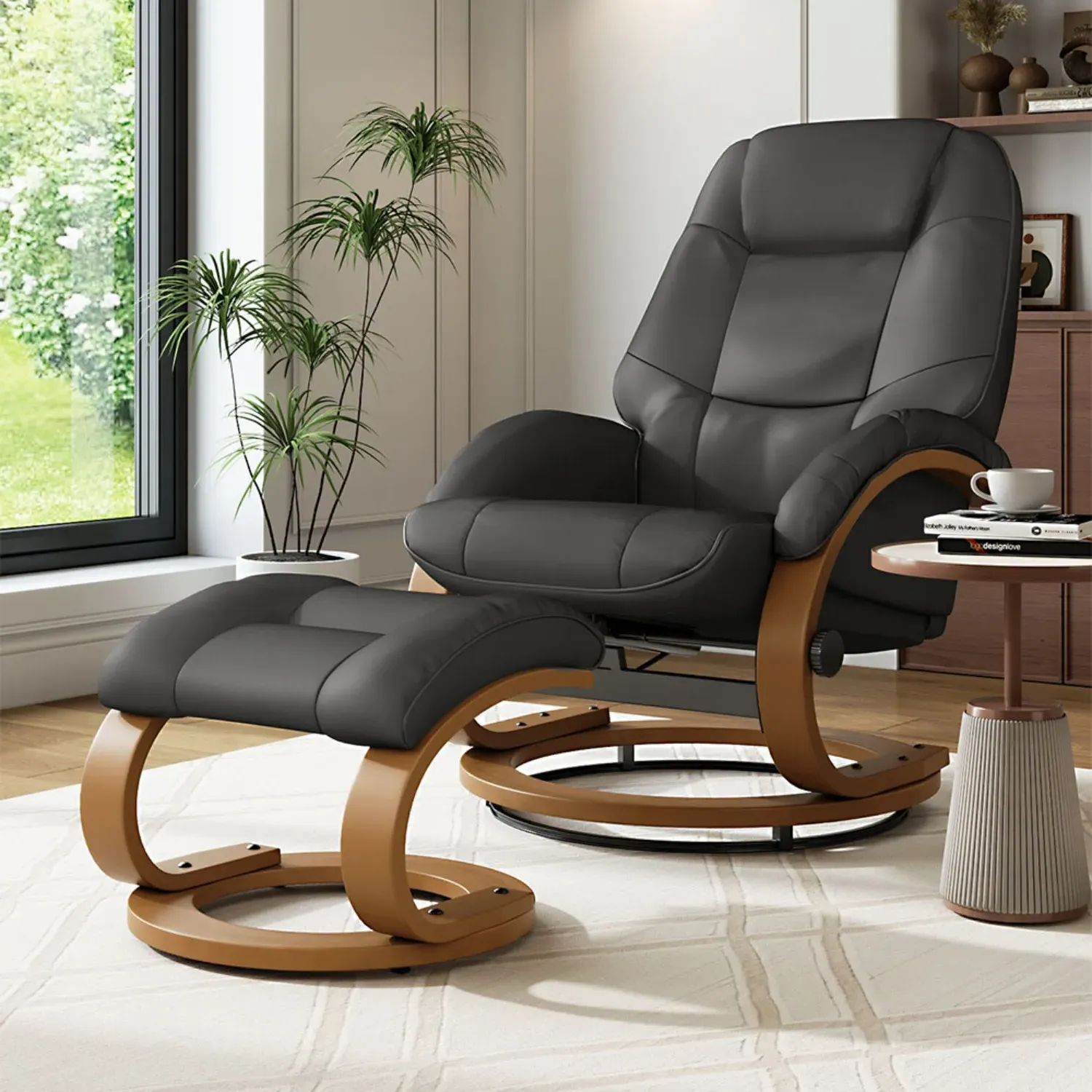 Ergonomic Executive Reclining Chair with Footstool - Black product