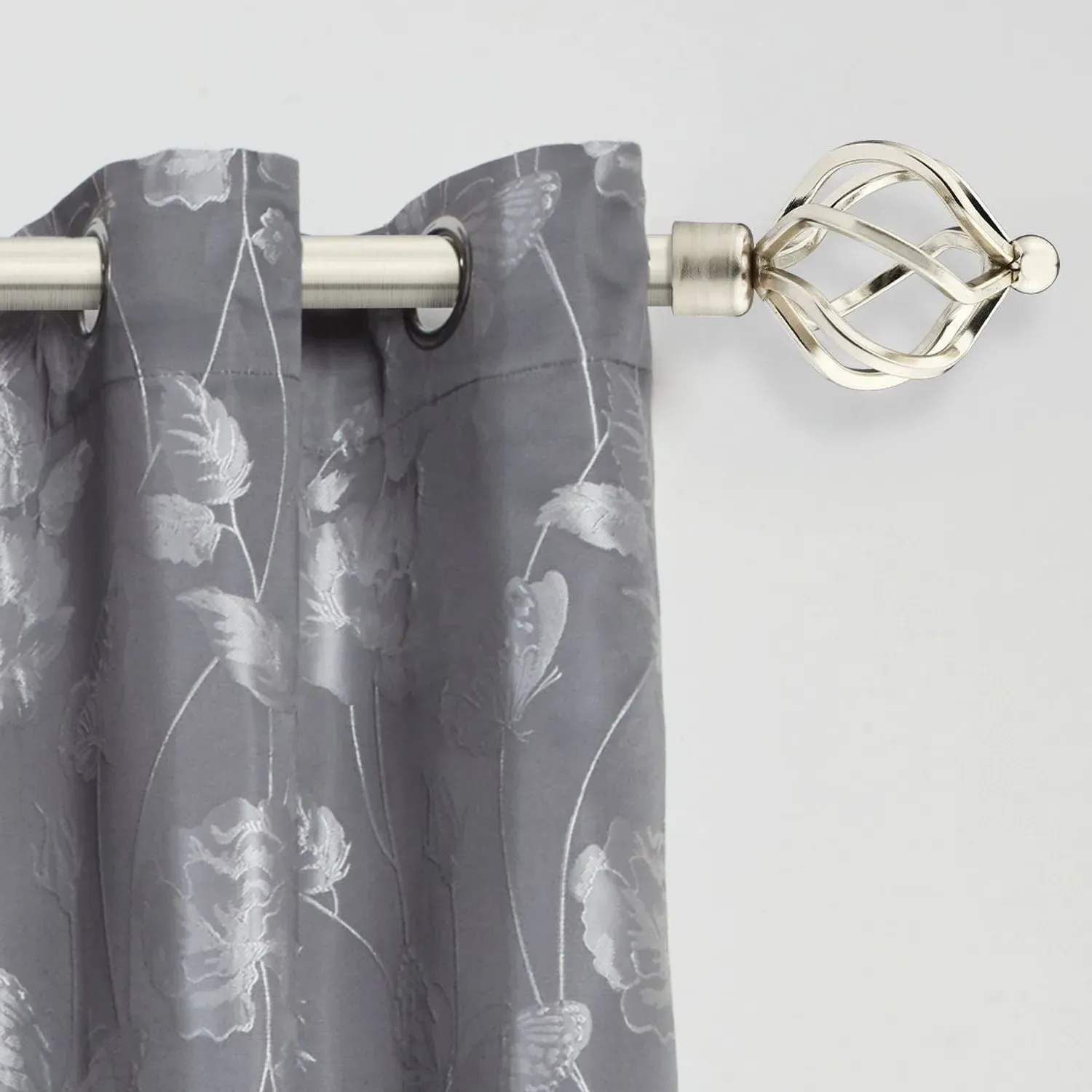 Extendable Curtain Pole Bird Cage - Silver