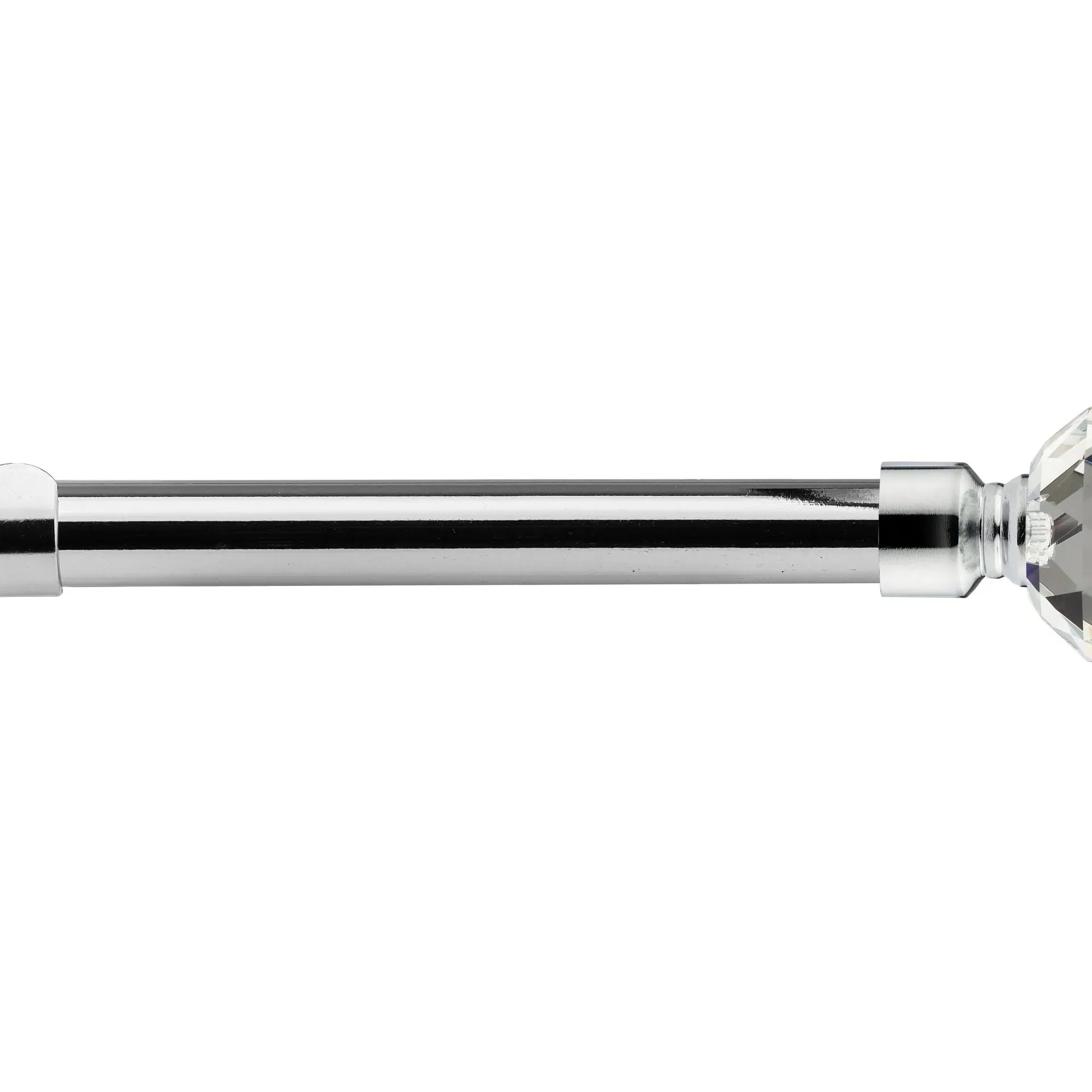 Extendable Curtain Pole Crystal Finials - Chrome