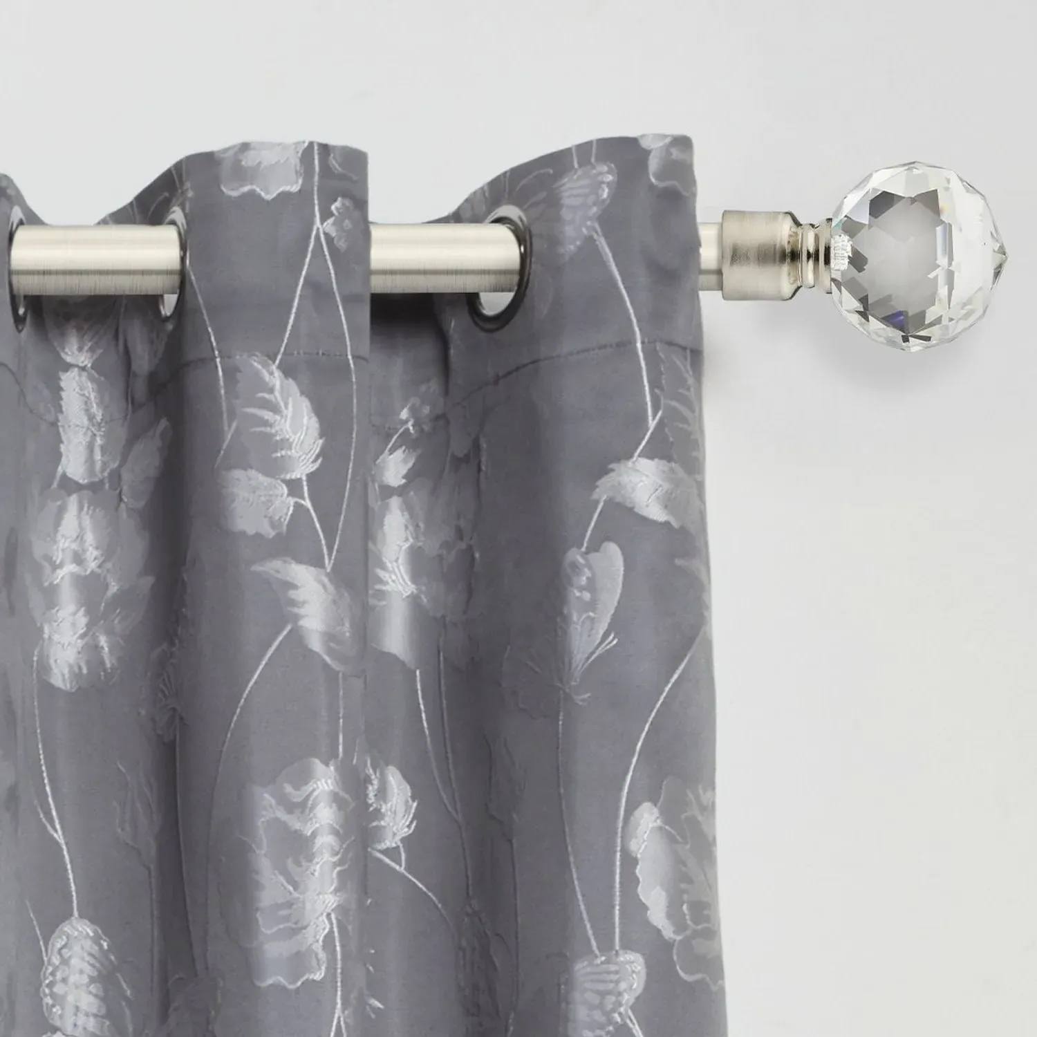Extendable Curtain Pole Crystal - Silver