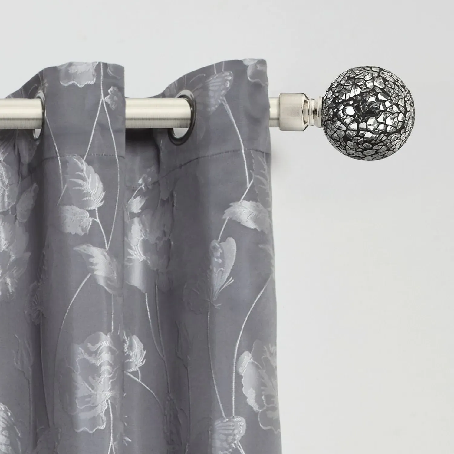 Extendable Curtain Pole Cut Glass - Silver
