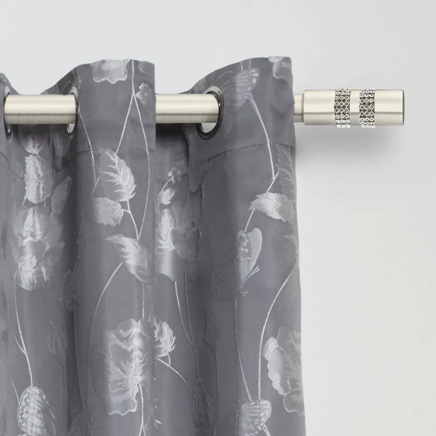 Extendable Curtain Pole Diamante - Silver