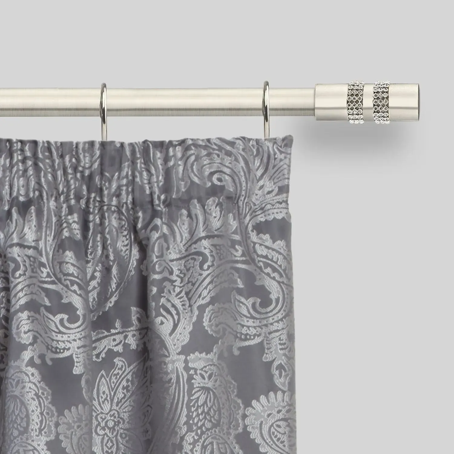 Extendable Curtain Pole Diamante - Silver