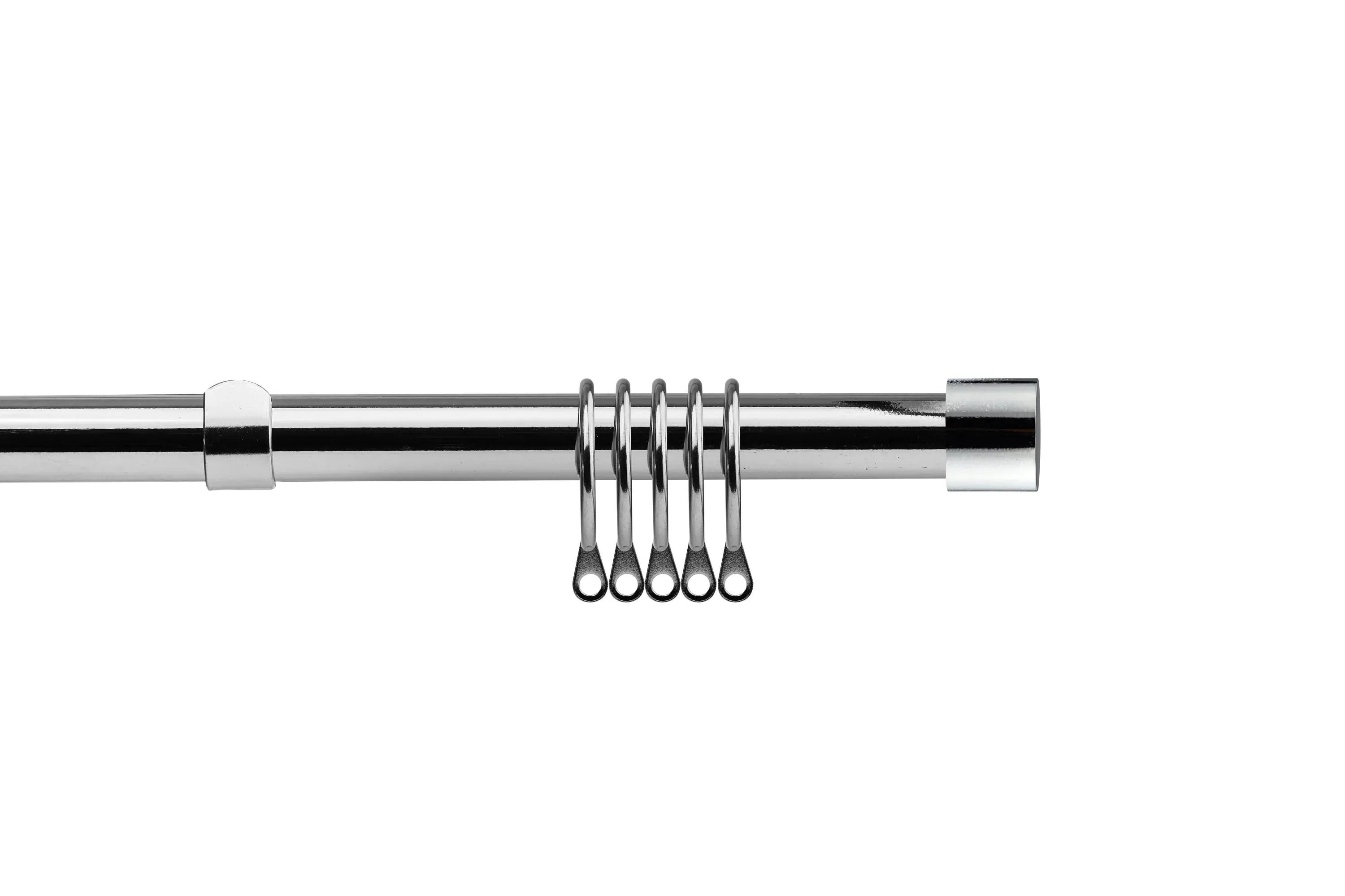 Extendable Curtain Pole Full Stop Finials - Chrome