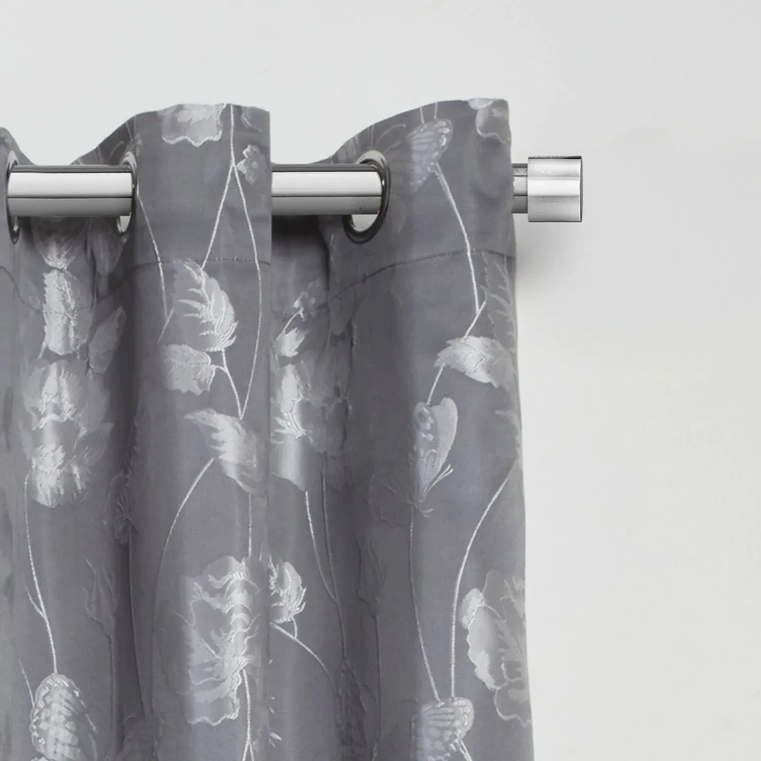 Extendable Curtain Pole Full Stop Finials - Chrome