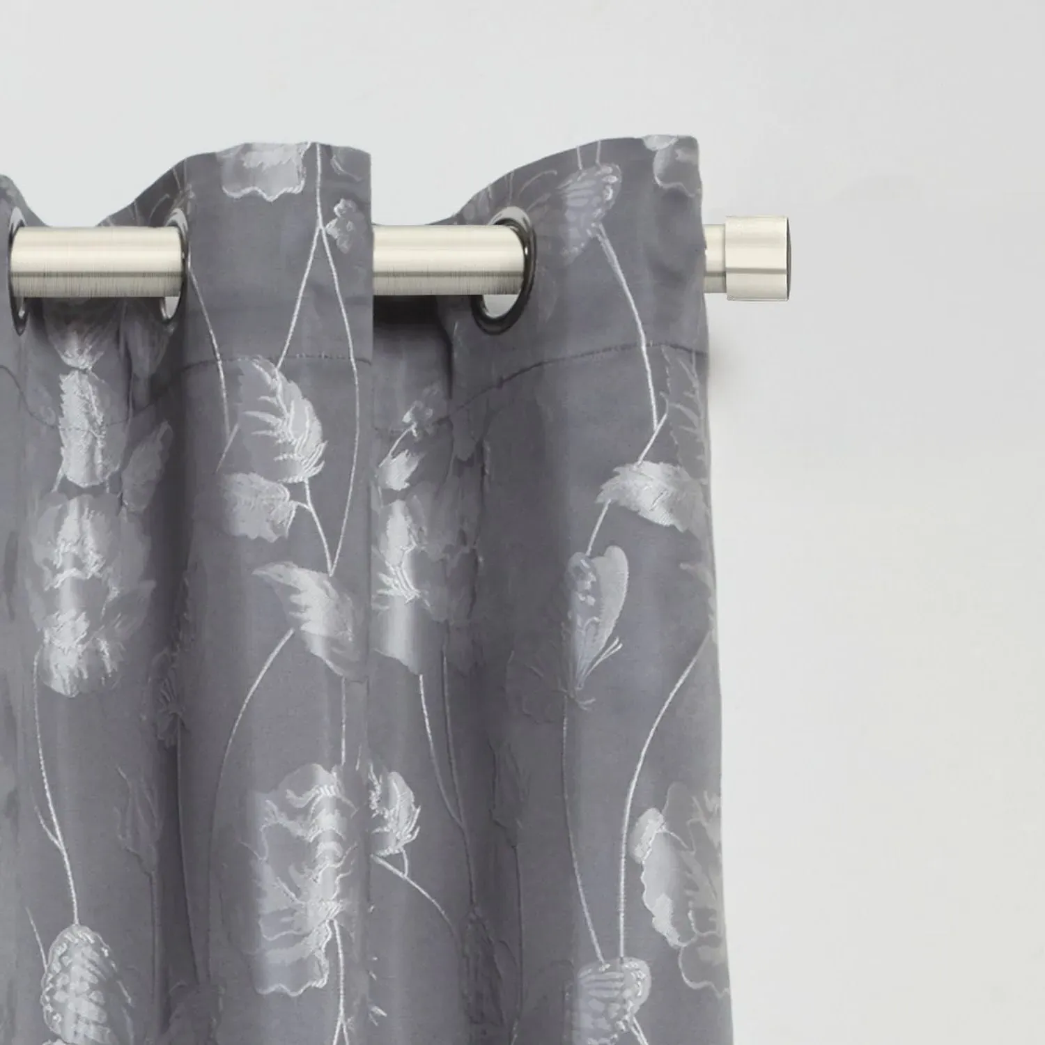 Extendable Curtain Pole Full Stop - Silver
