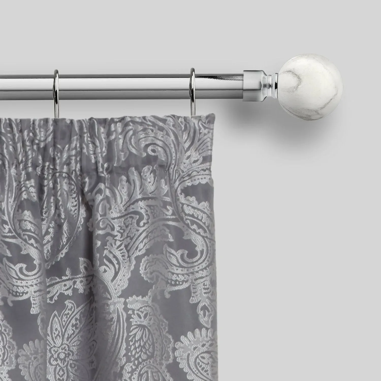 Extendable Curtain Pole Marble - Silver