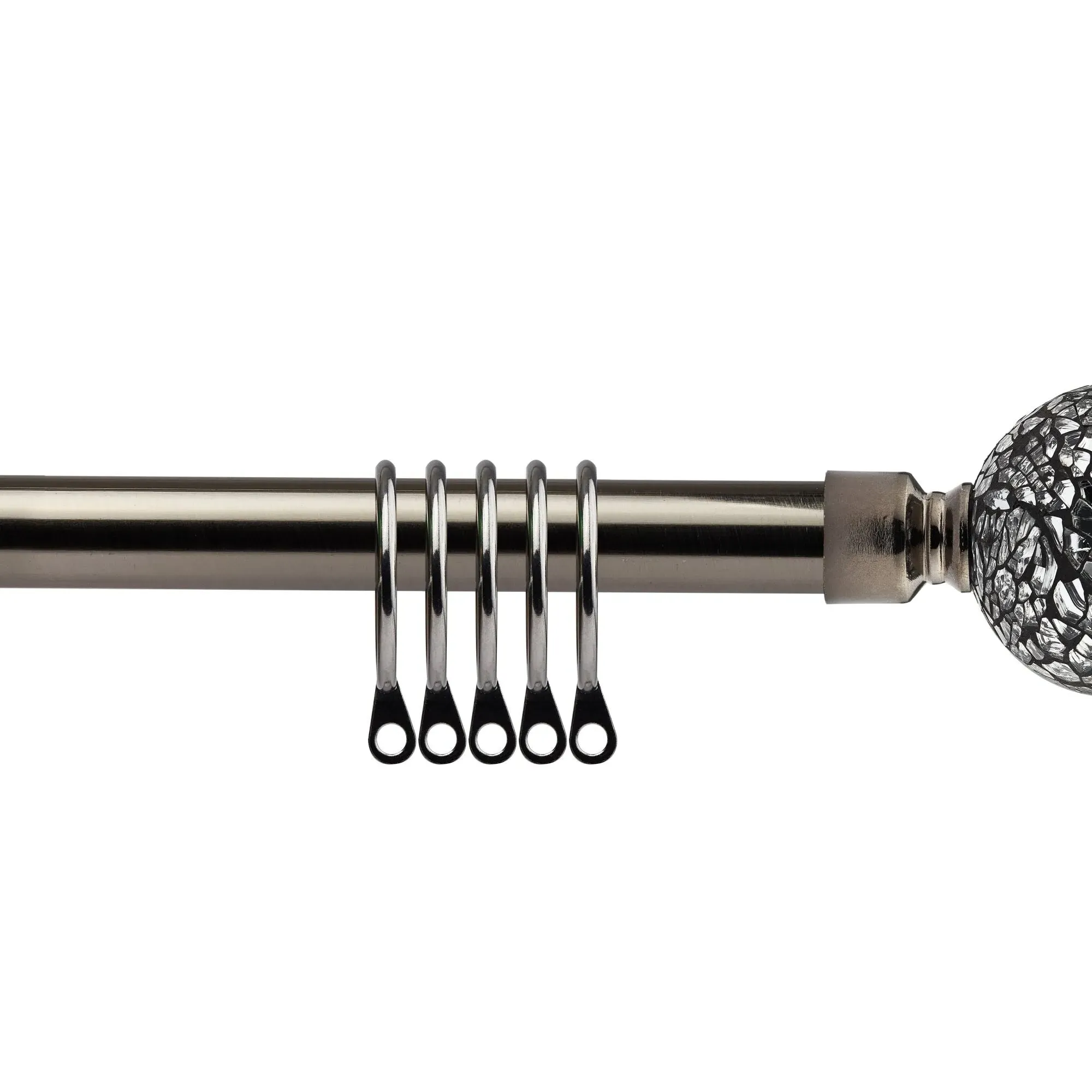 Extendable Curtain Pole with Cut Glass - Black