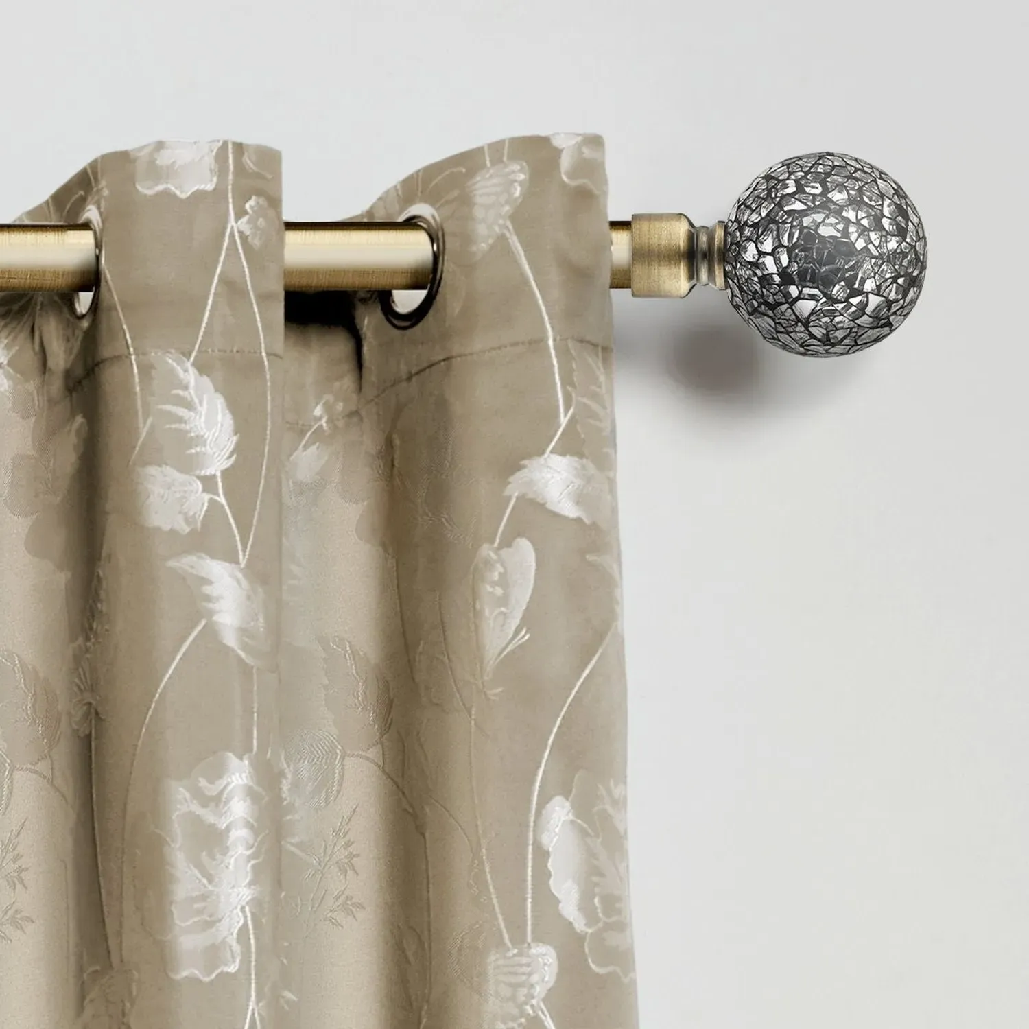 Extendable Curtain Pole with Cut Glass - Brass