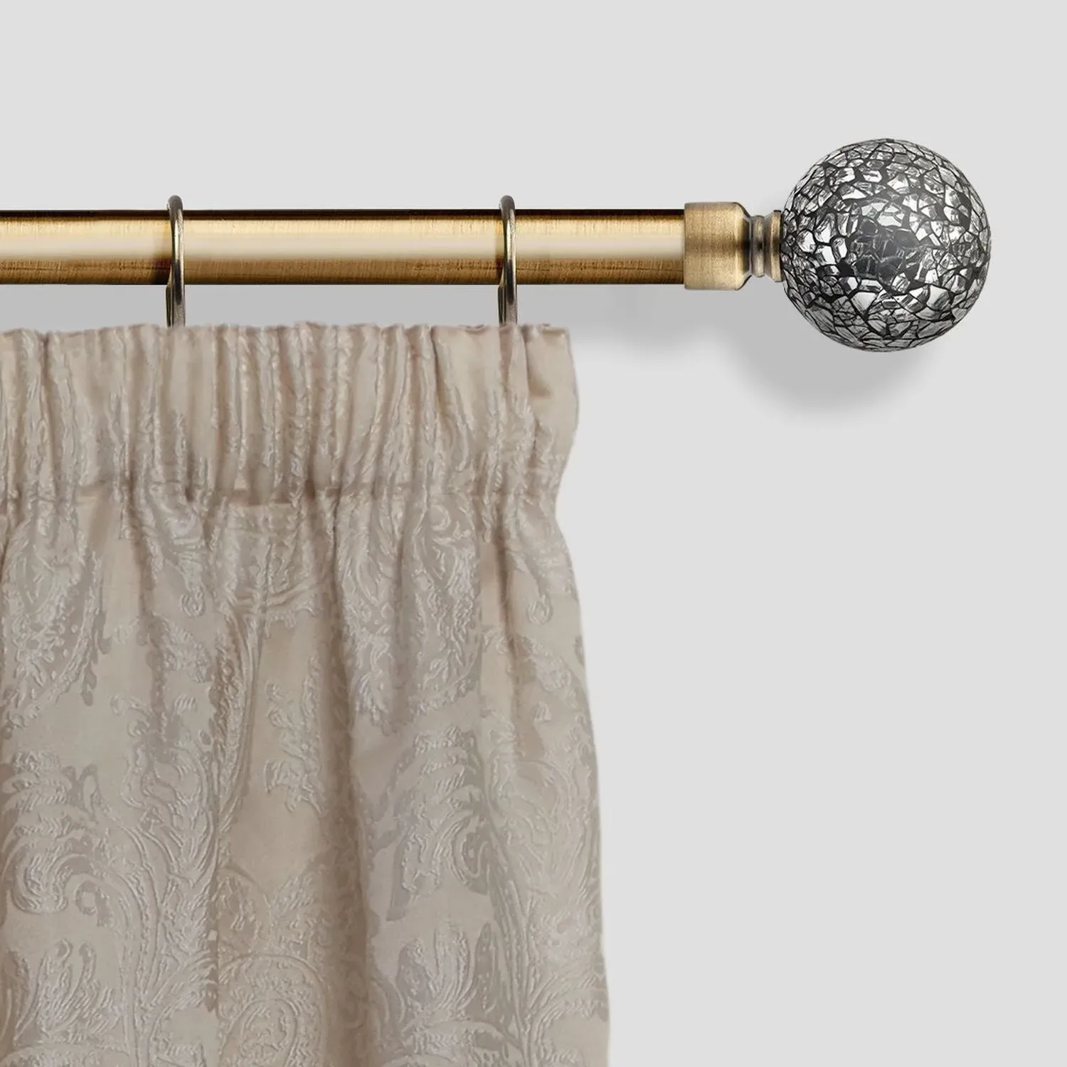 Extendable Curtain Pole with Cut Glass - Brass