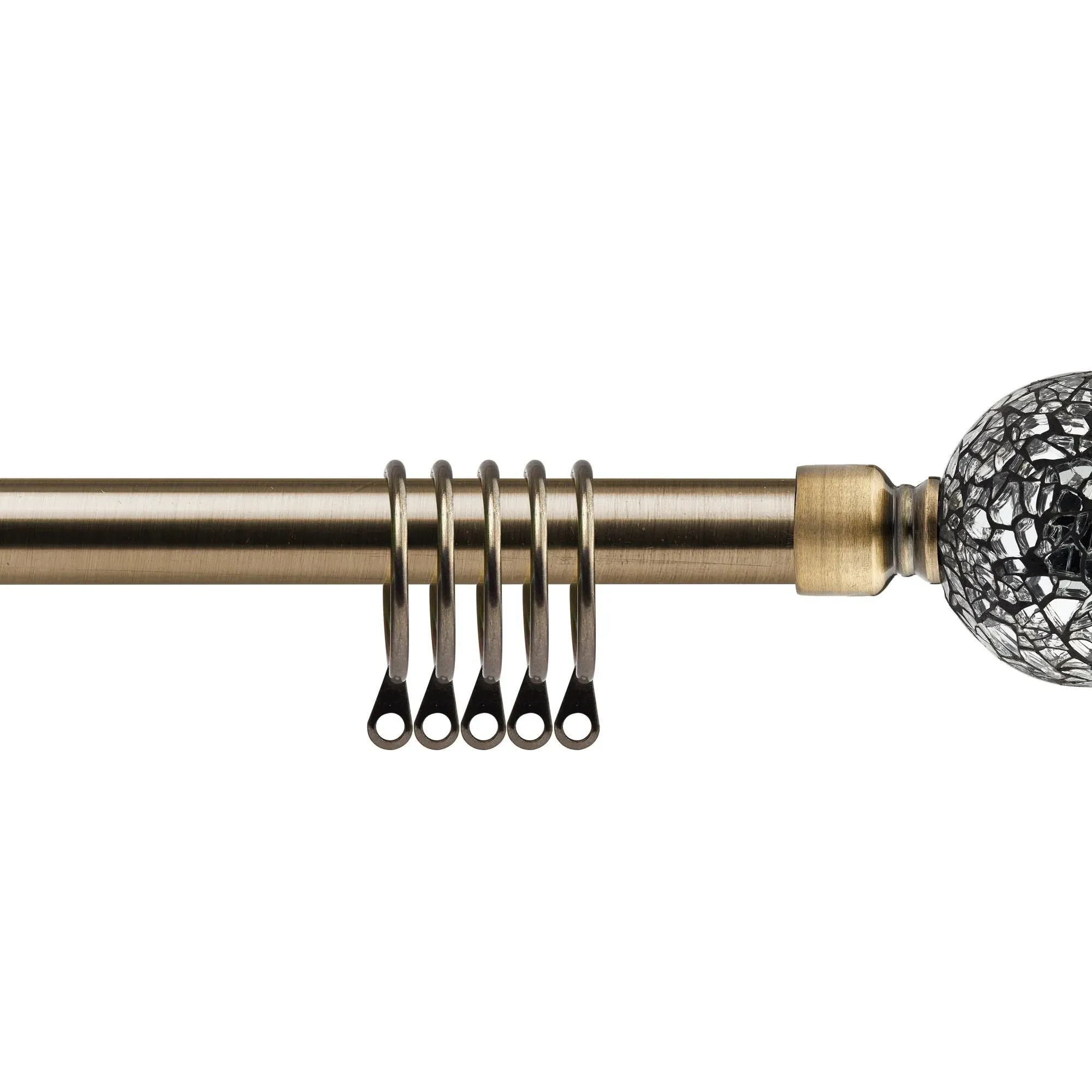 Extendable Curtain Pole with Cut Glass - Brass