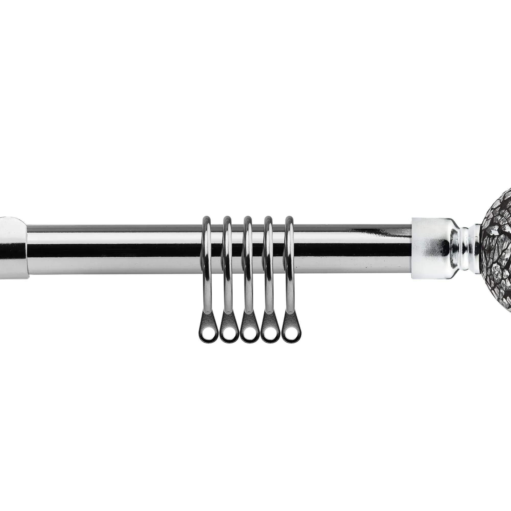 Extendable Curtain Pole with Cut Glass - Chrome