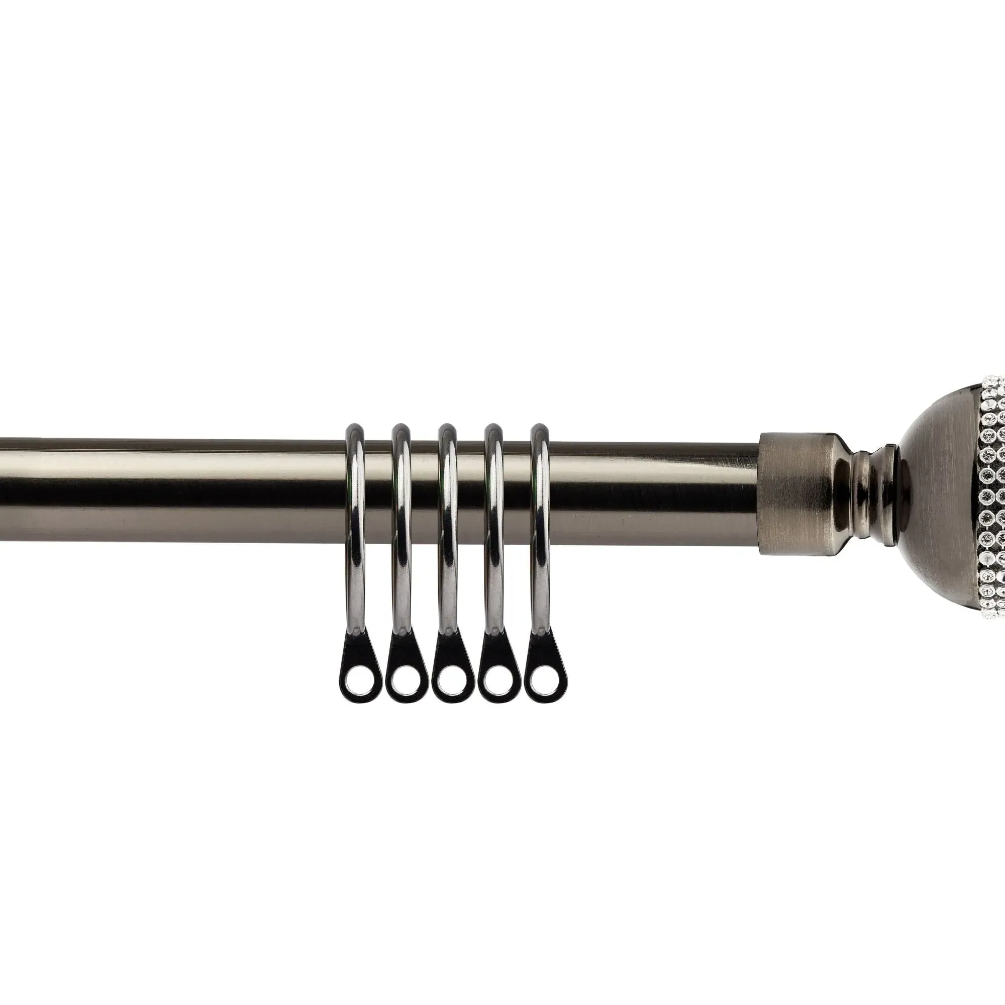Extendable Curtain Pole with Rings - Black