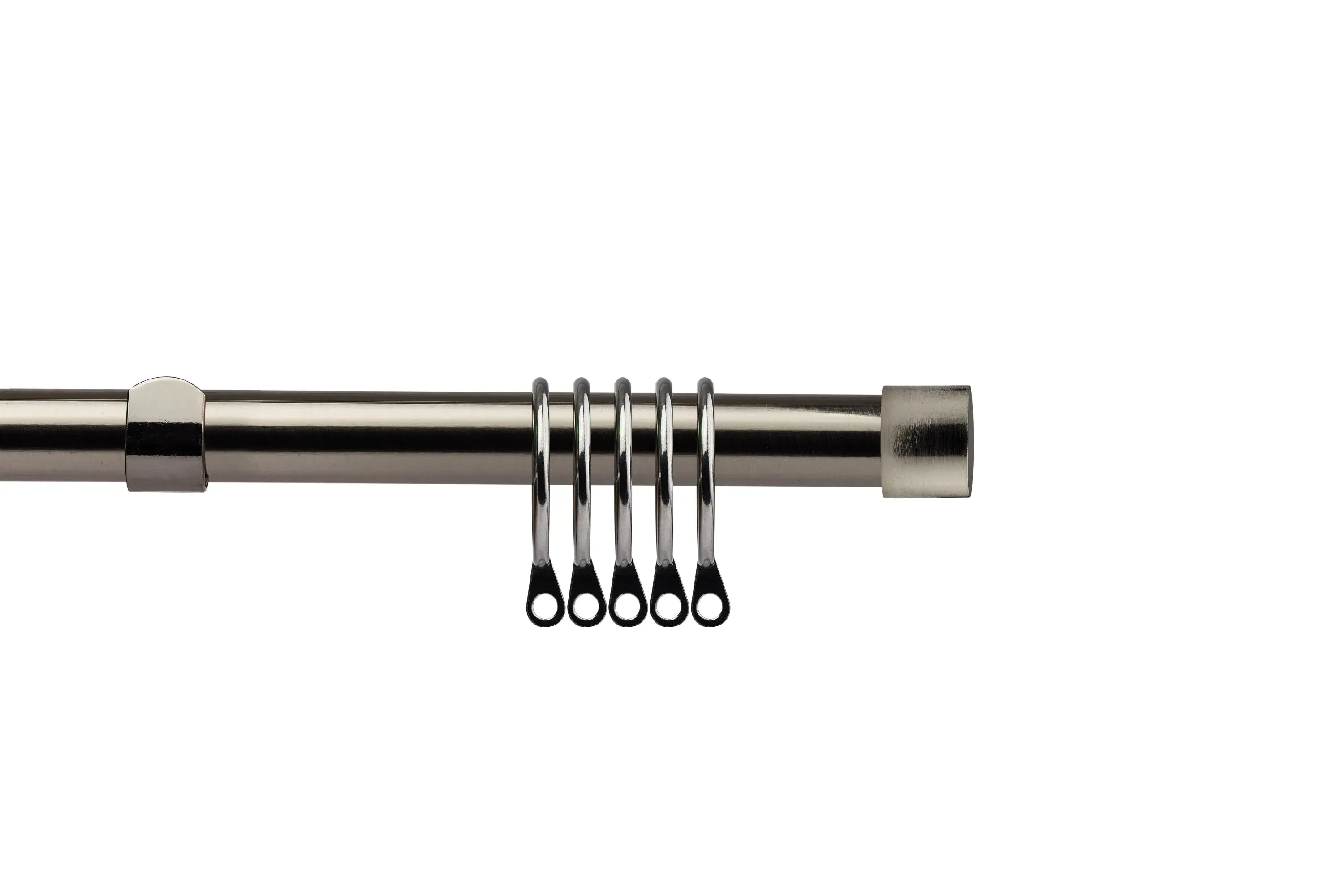 Extendable Curtain Pole with Rings - Black