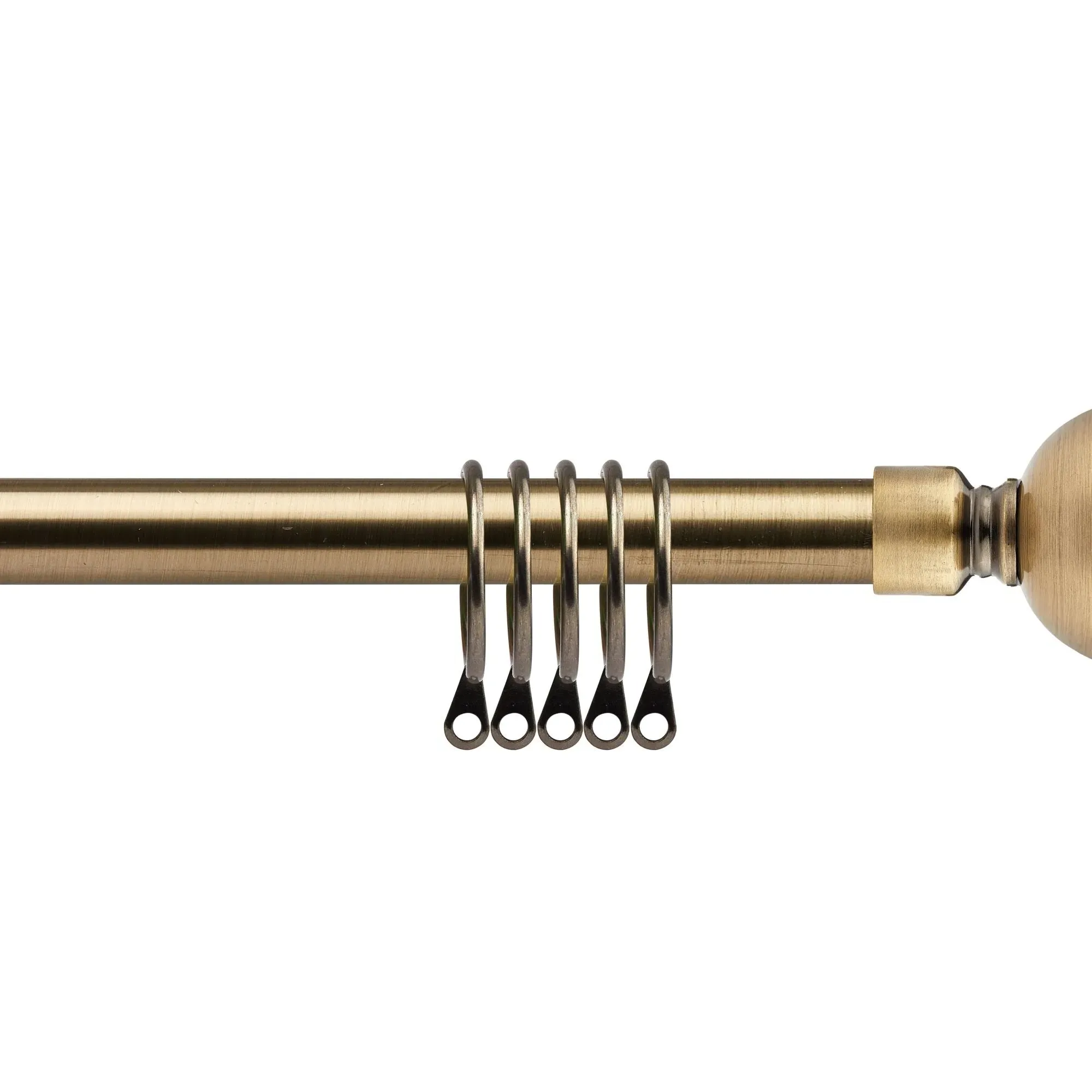 Extendable Curtain Pole with Rings - Brass