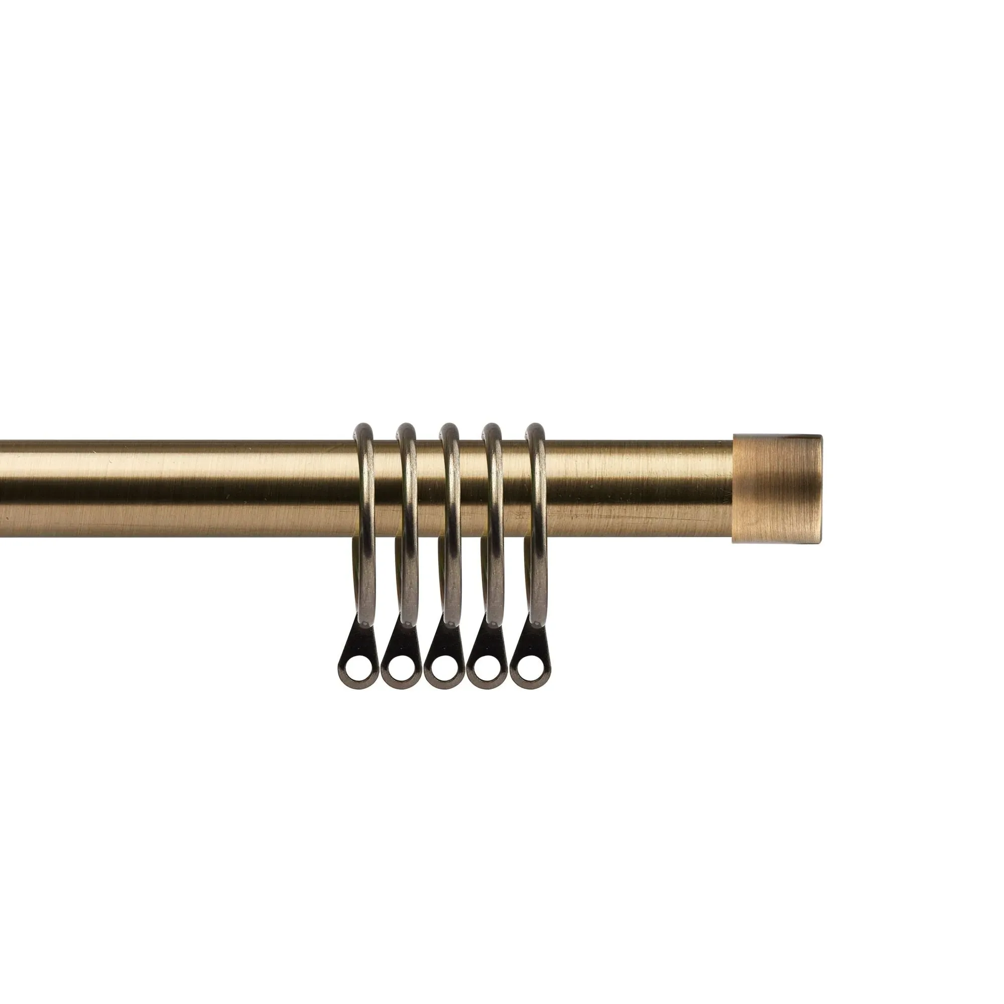 Extendable Curtain Pole with Rings - Brass