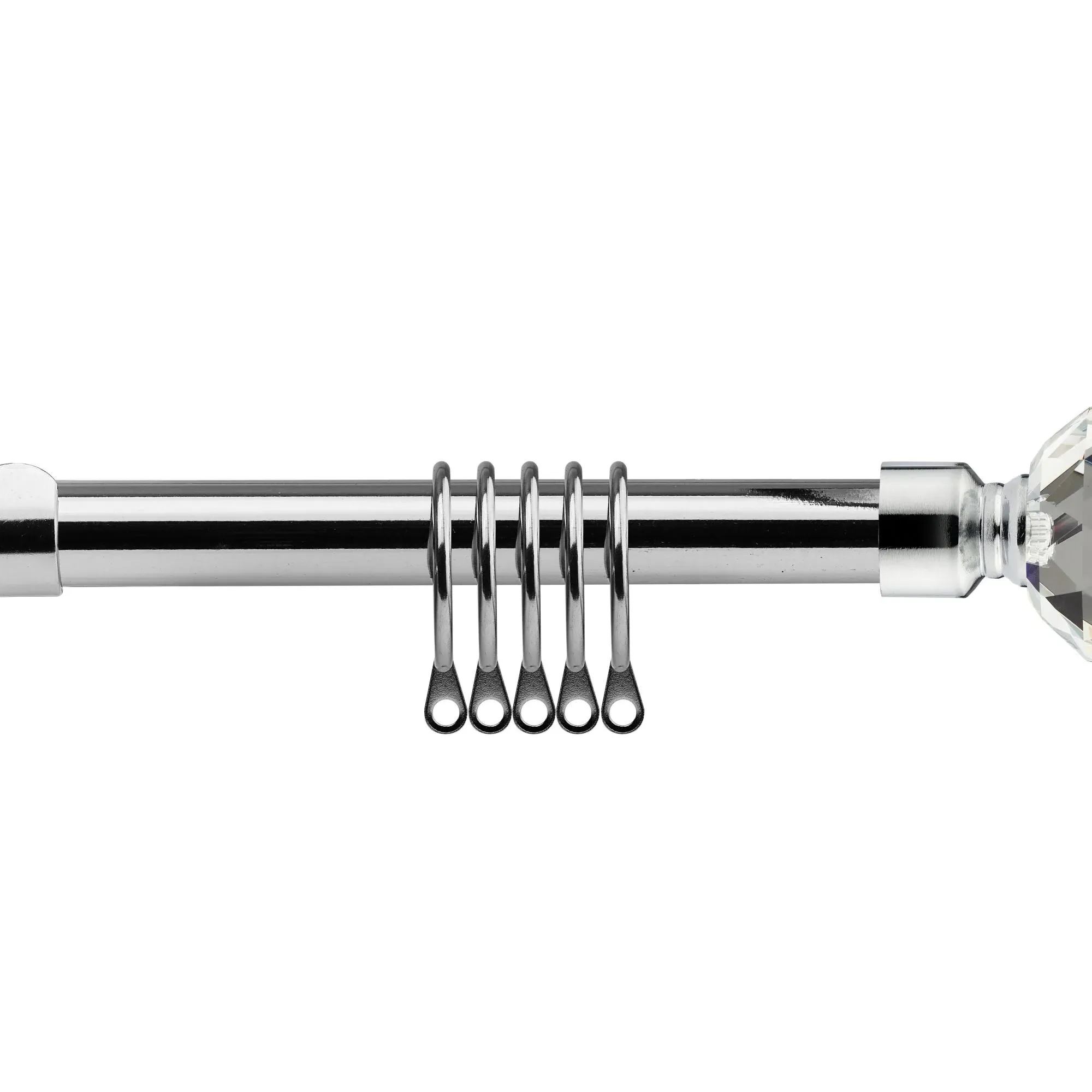 Extendable Curtain Pole with Rings - Chrome