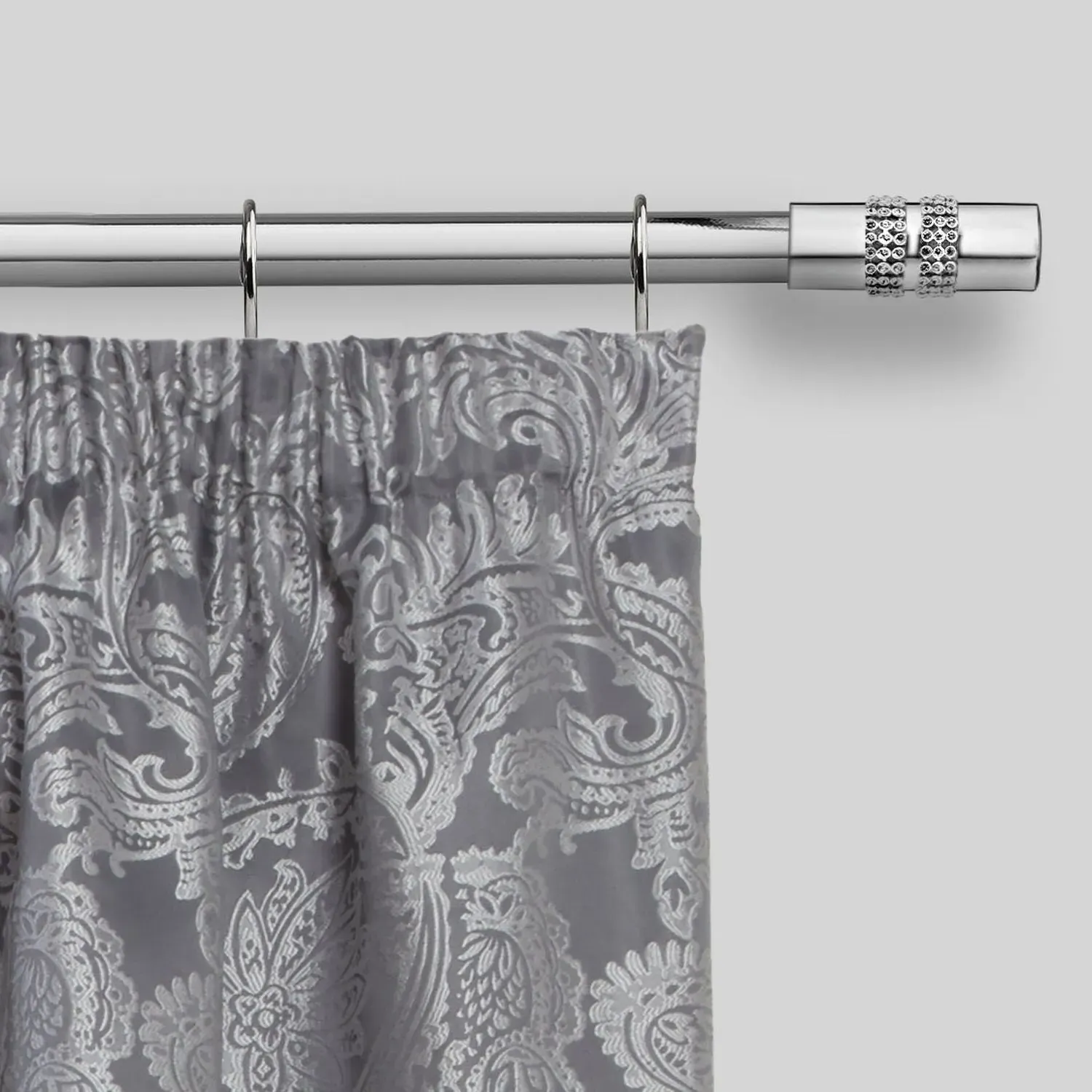 Extendable Curtain Pole with Rings Diamante - Chrome