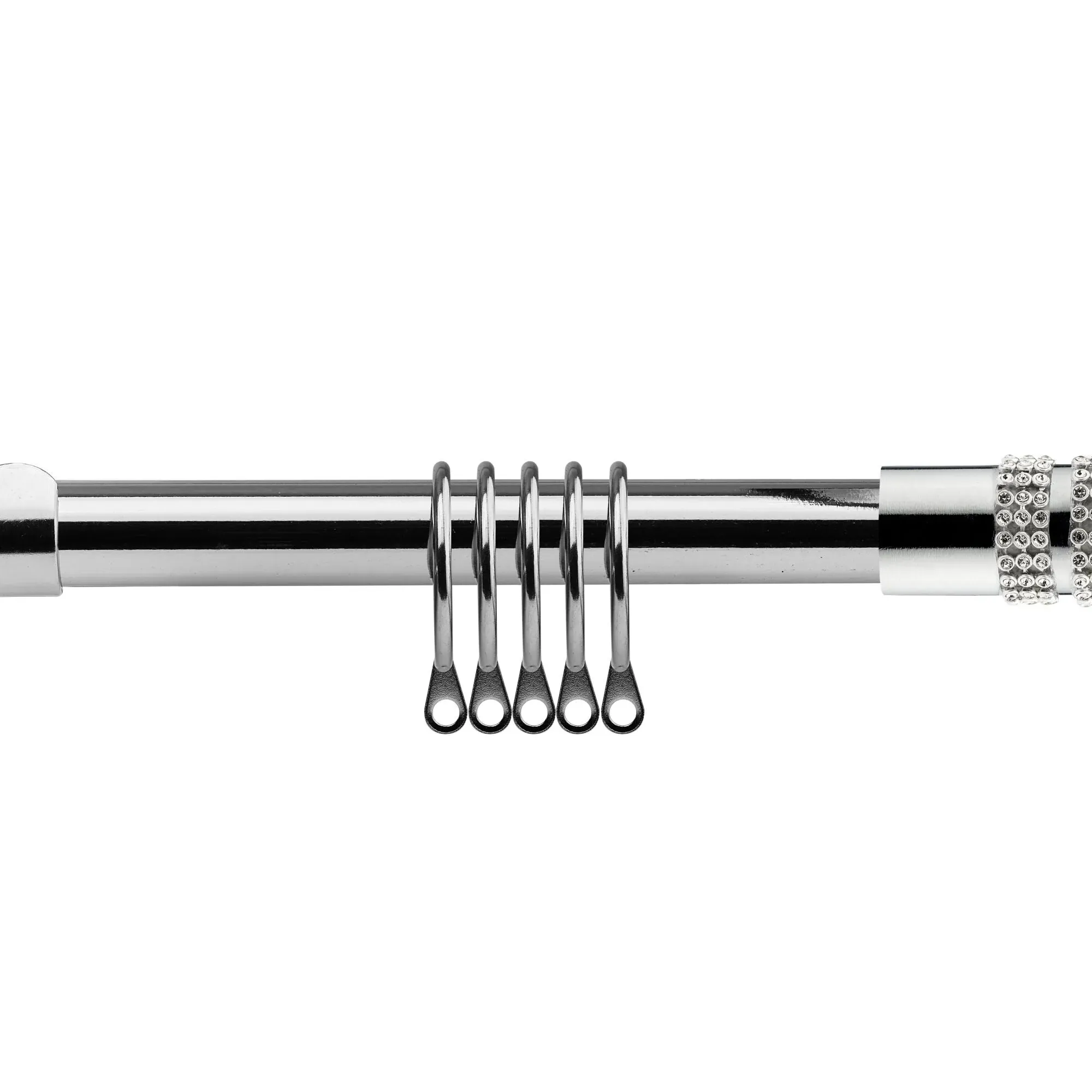 Extendable Curtain Pole with Rings Diamante - Chrome
