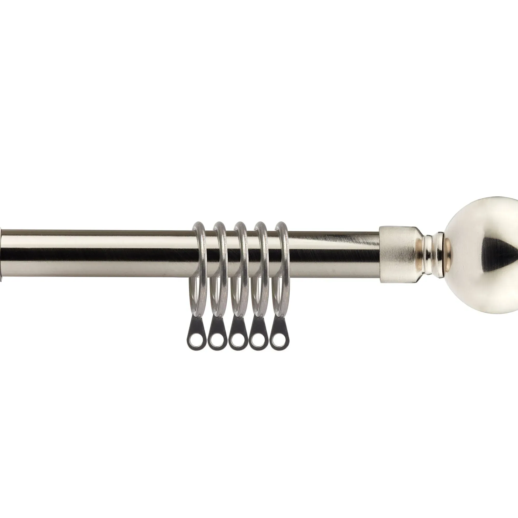 Extendable Curtain Pole with Rings - Silver