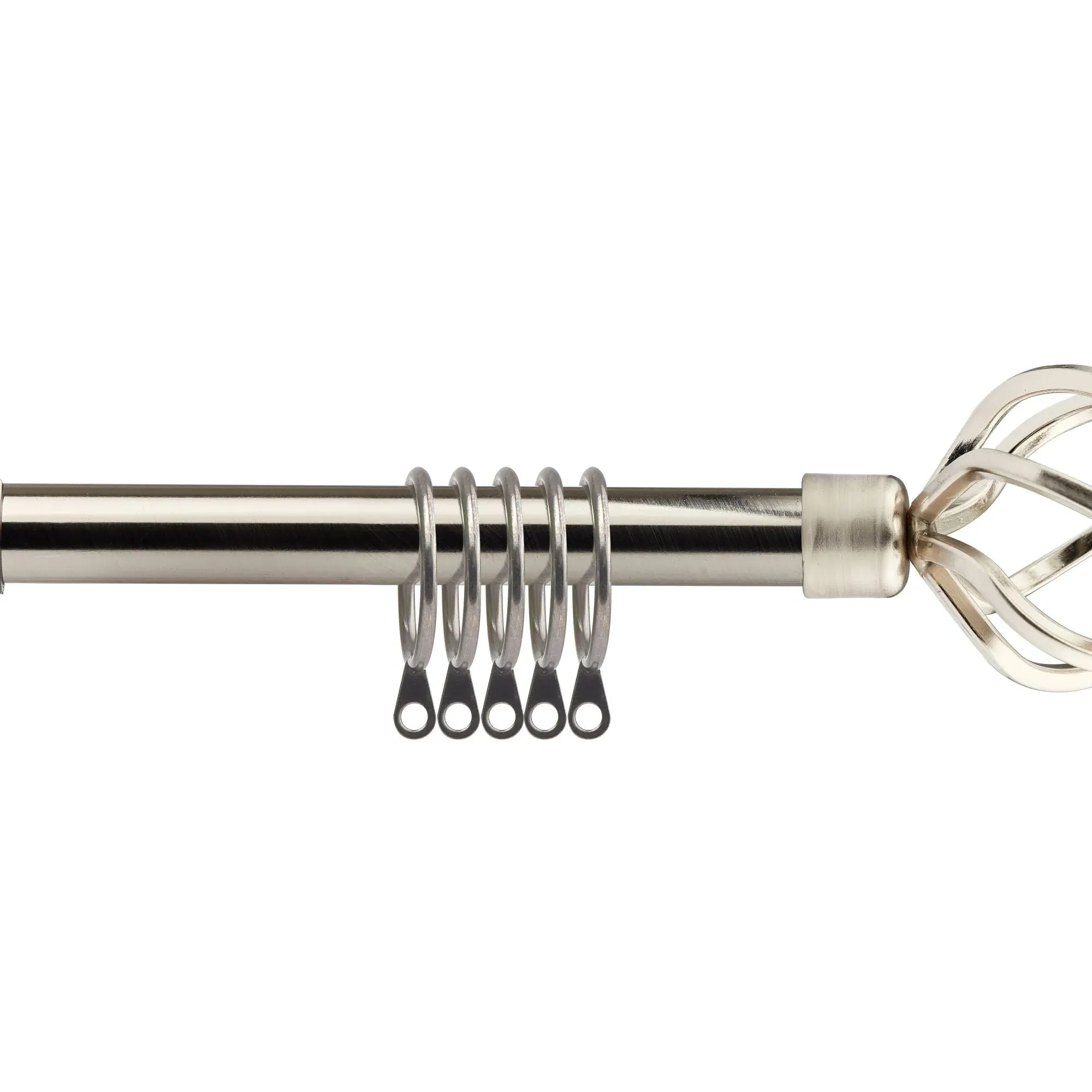 Extendable Curtain Pole with Rings - Silver