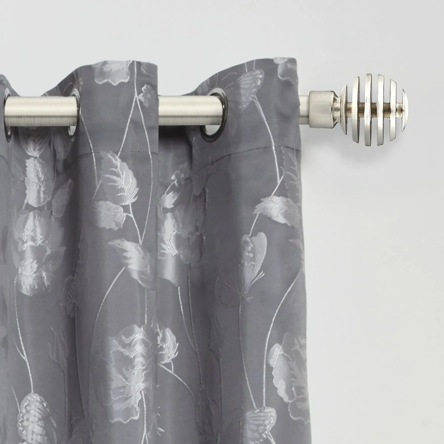 Extendable Curtain Pole with Sliced Design - Silver