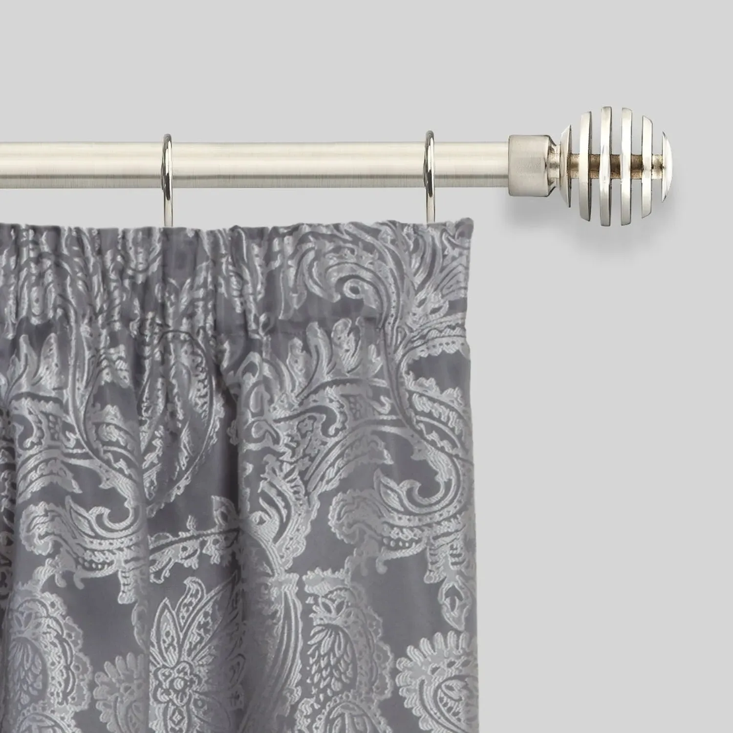 Extendable Curtain Pole with Sliced Design - Silver