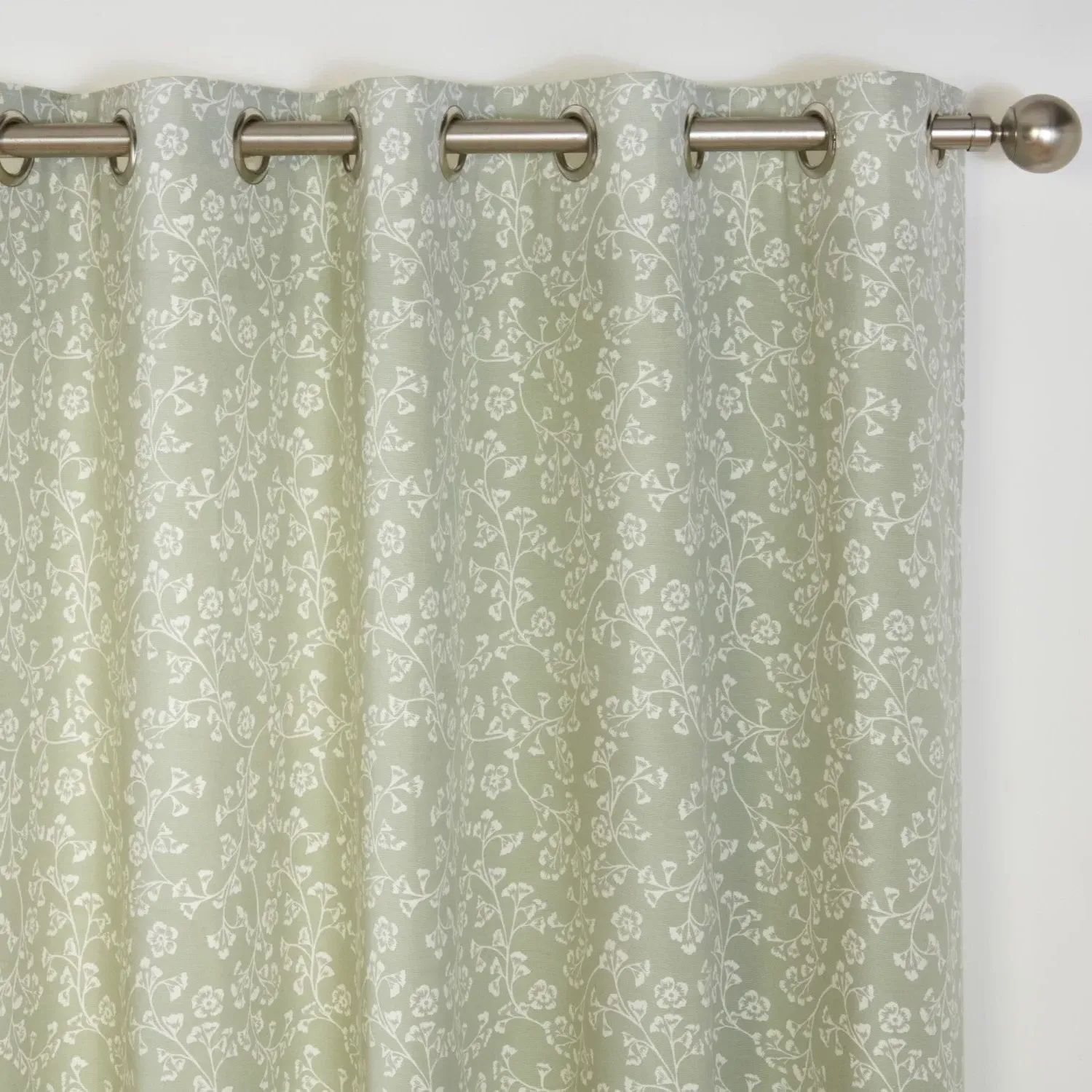 Eyelet Curtains Floral Print - Green image
