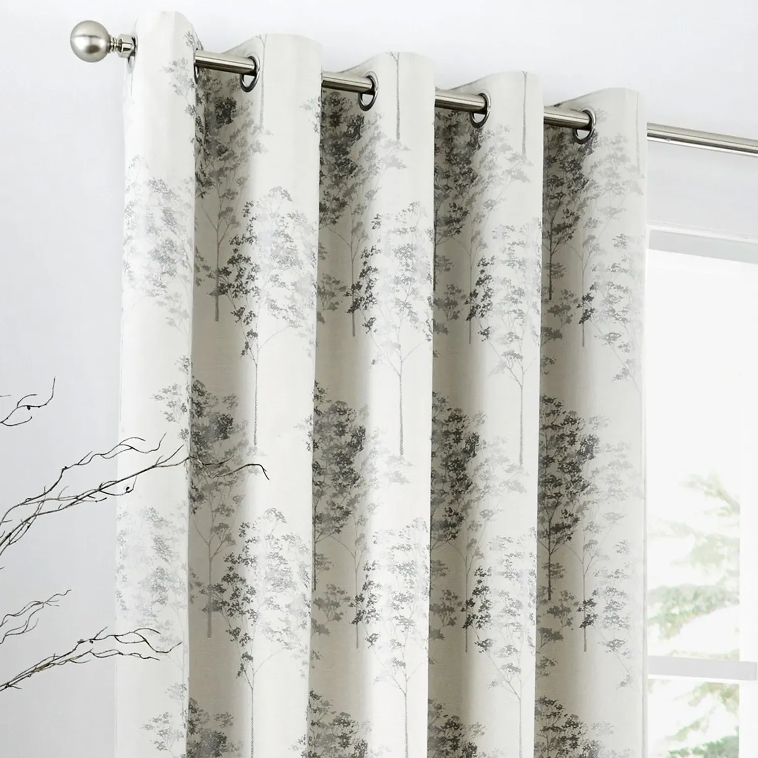 Eyelet Curtains Metallic Jacquard - Silver image
