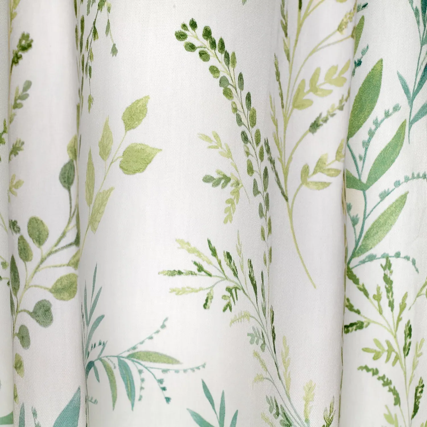 Eyelet Curtains with Fern Pattern - Green, Cotton image