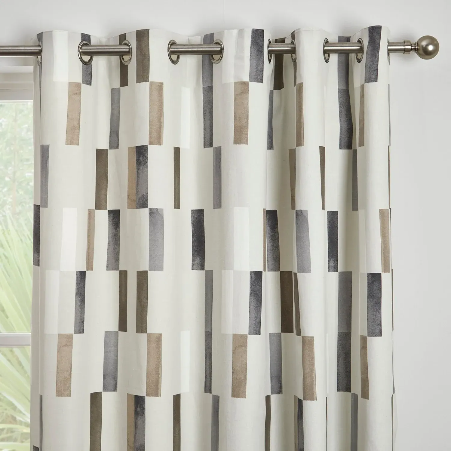 Eyelet Curtains with Lining - Natural, Cotton image