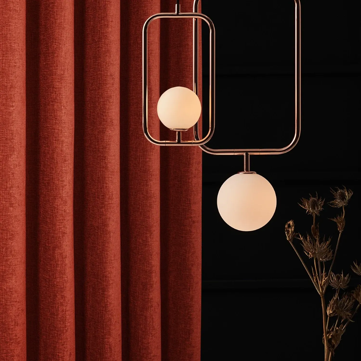 Eyelet Curtains with Thermal Lining - Terracotta