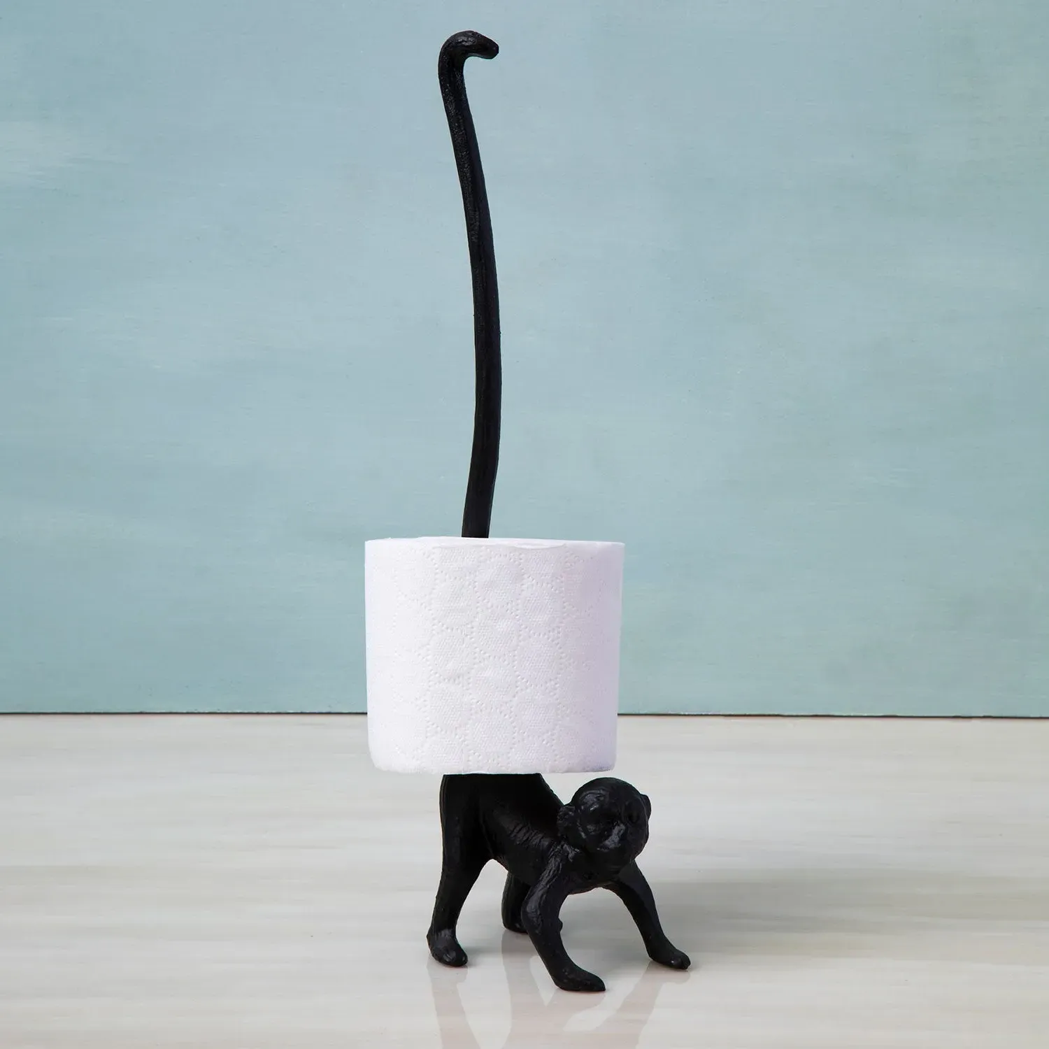 Fauna Monkey Toilet Roll Holder - Black, Metal product