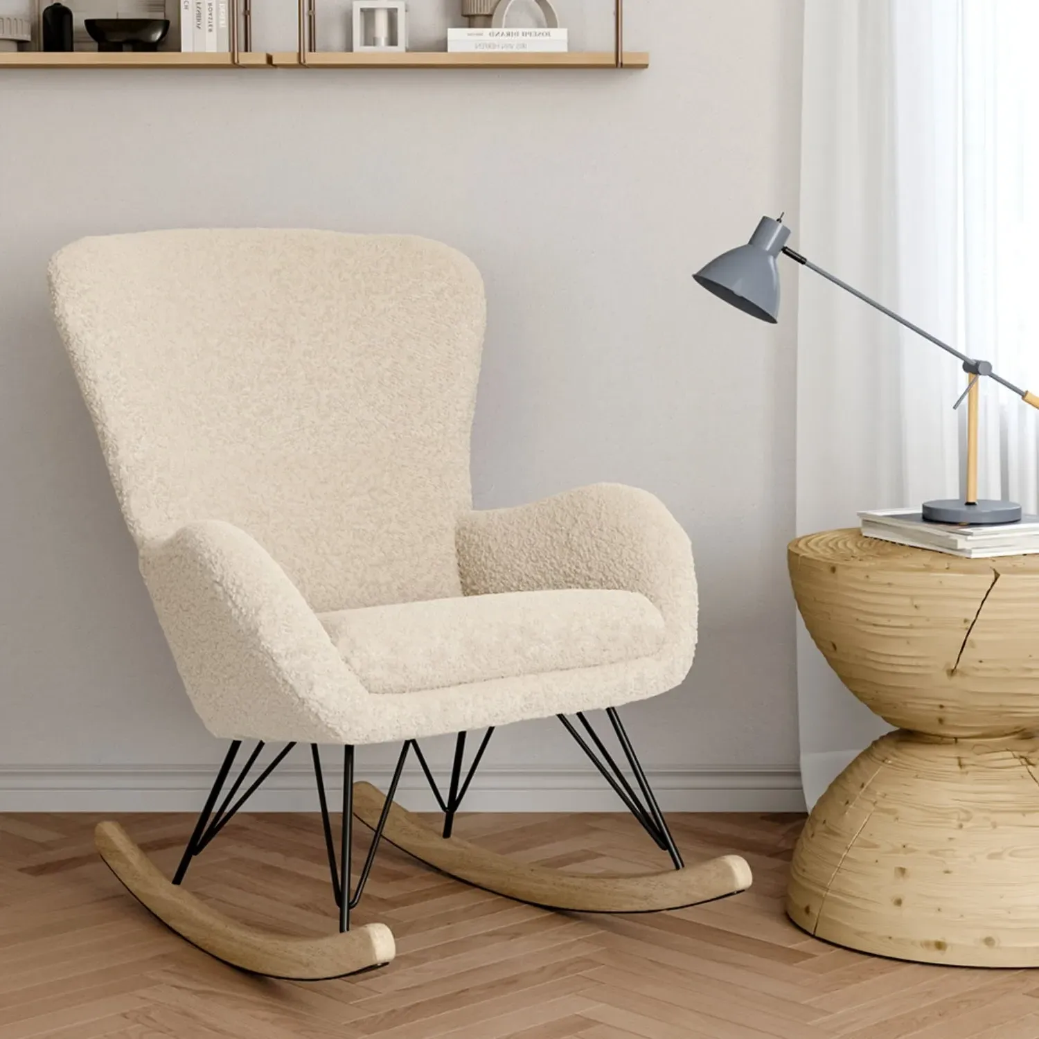 Faux Wool Upholstered Rocking Chair - Beige product