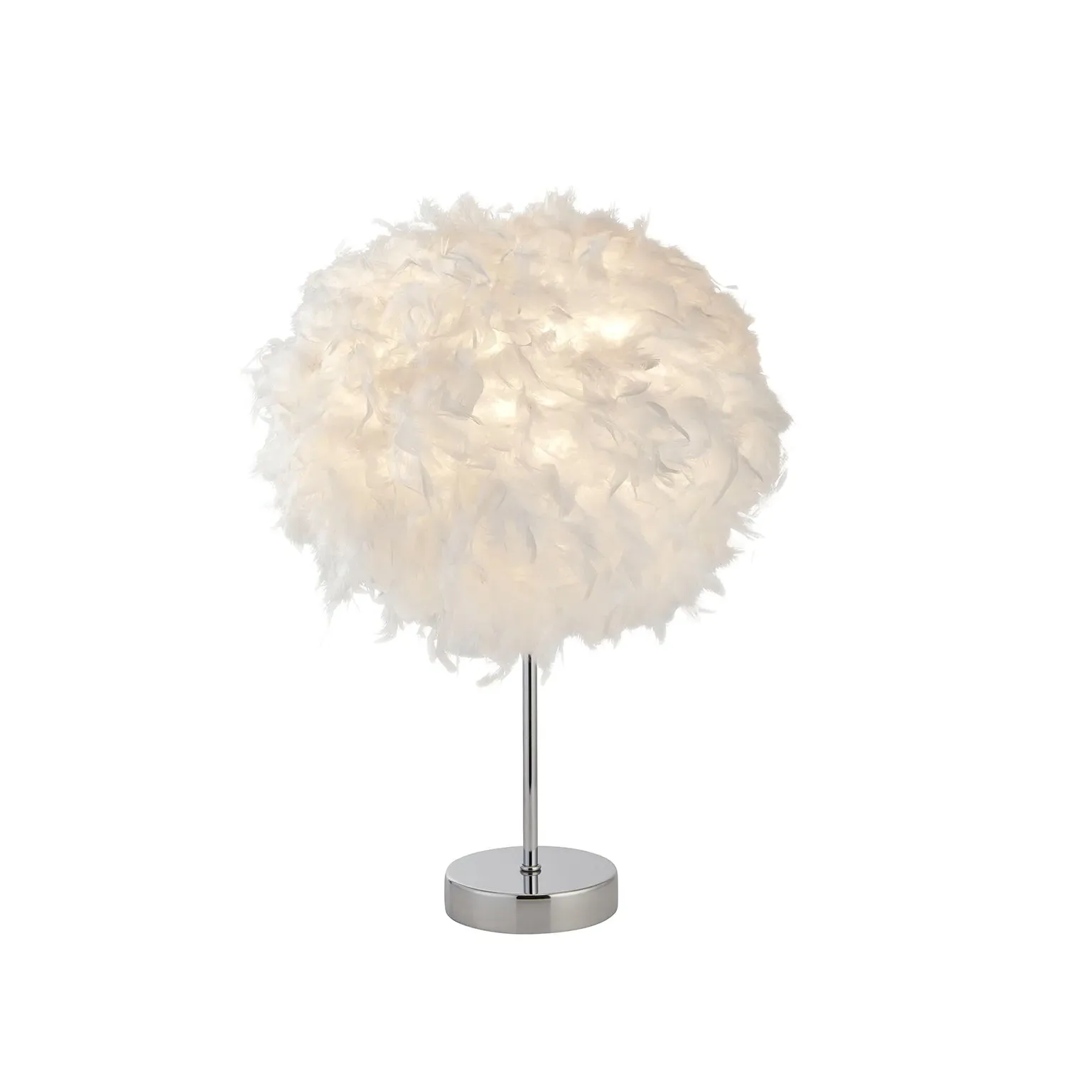 Feather Shade Table Lamp - White, Chrome Base