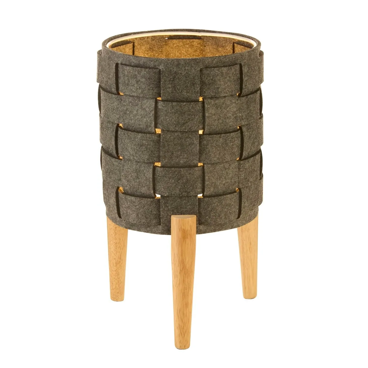 Felt Shade Table Lamp - Grey, Natural Wood