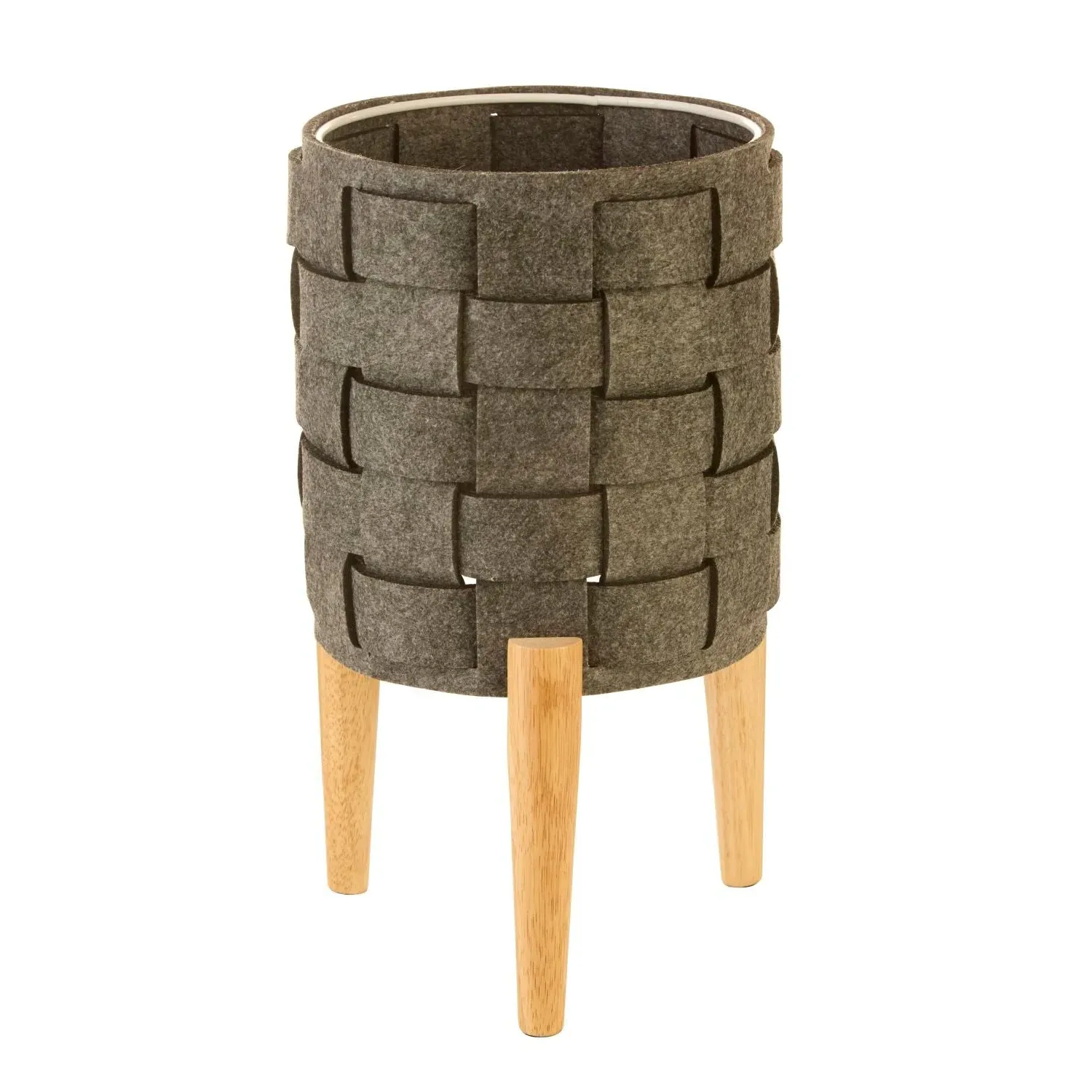 Felt Shade Table Lamp - Grey, Natural Wood