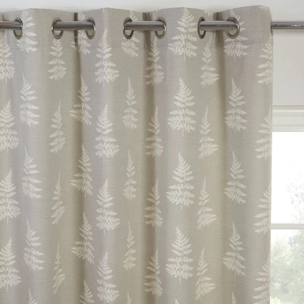 Fern Print Eyelet Curtain - Grey, Polycotton image