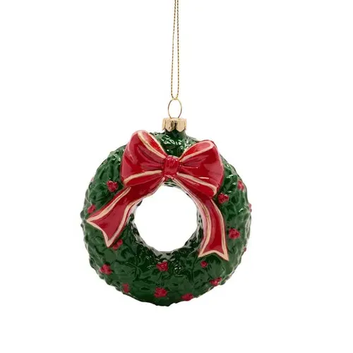 Festive Wreath Christmas Tree Decoration - Green by Julian Charles