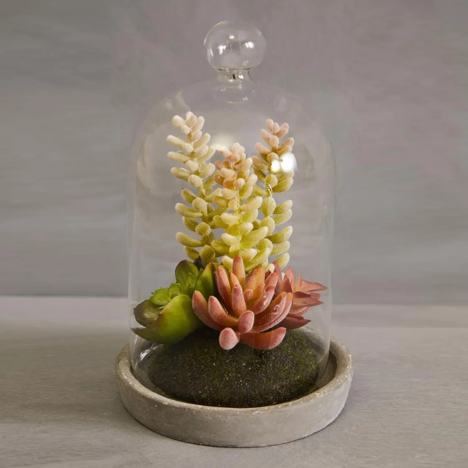 Small Succulent Dome with Finial - Green, Cement product