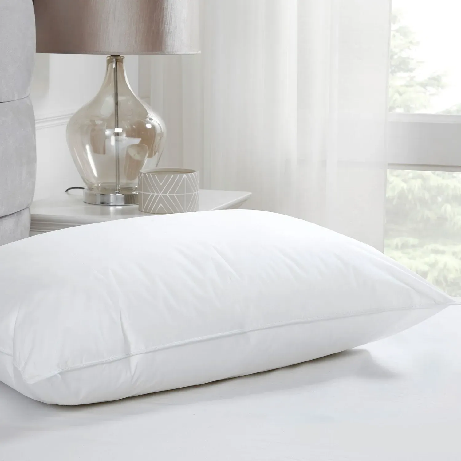 Firm Hotel Pillow with Microfibre - White, Cotton